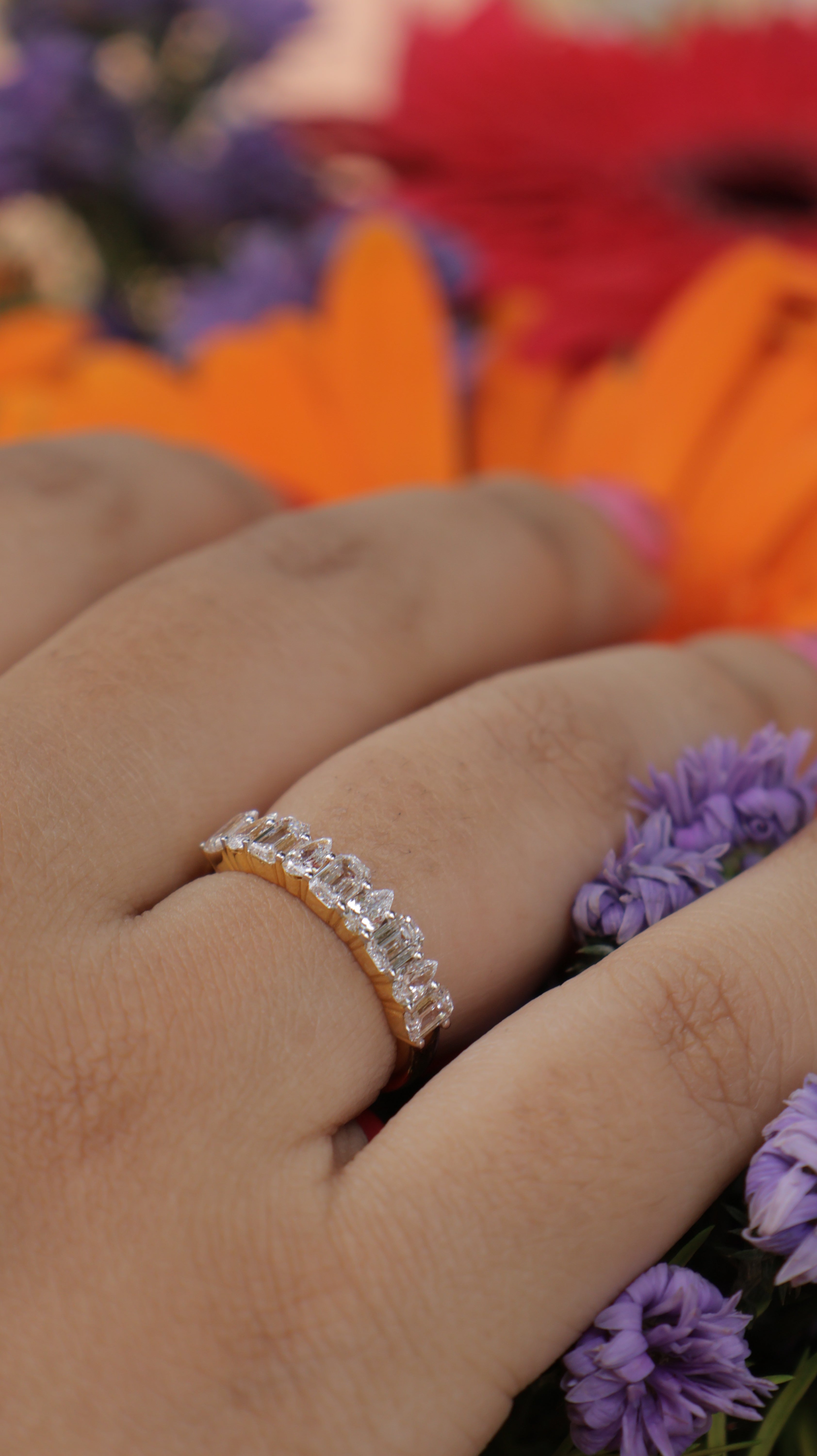 Emerald pear eternity Ring