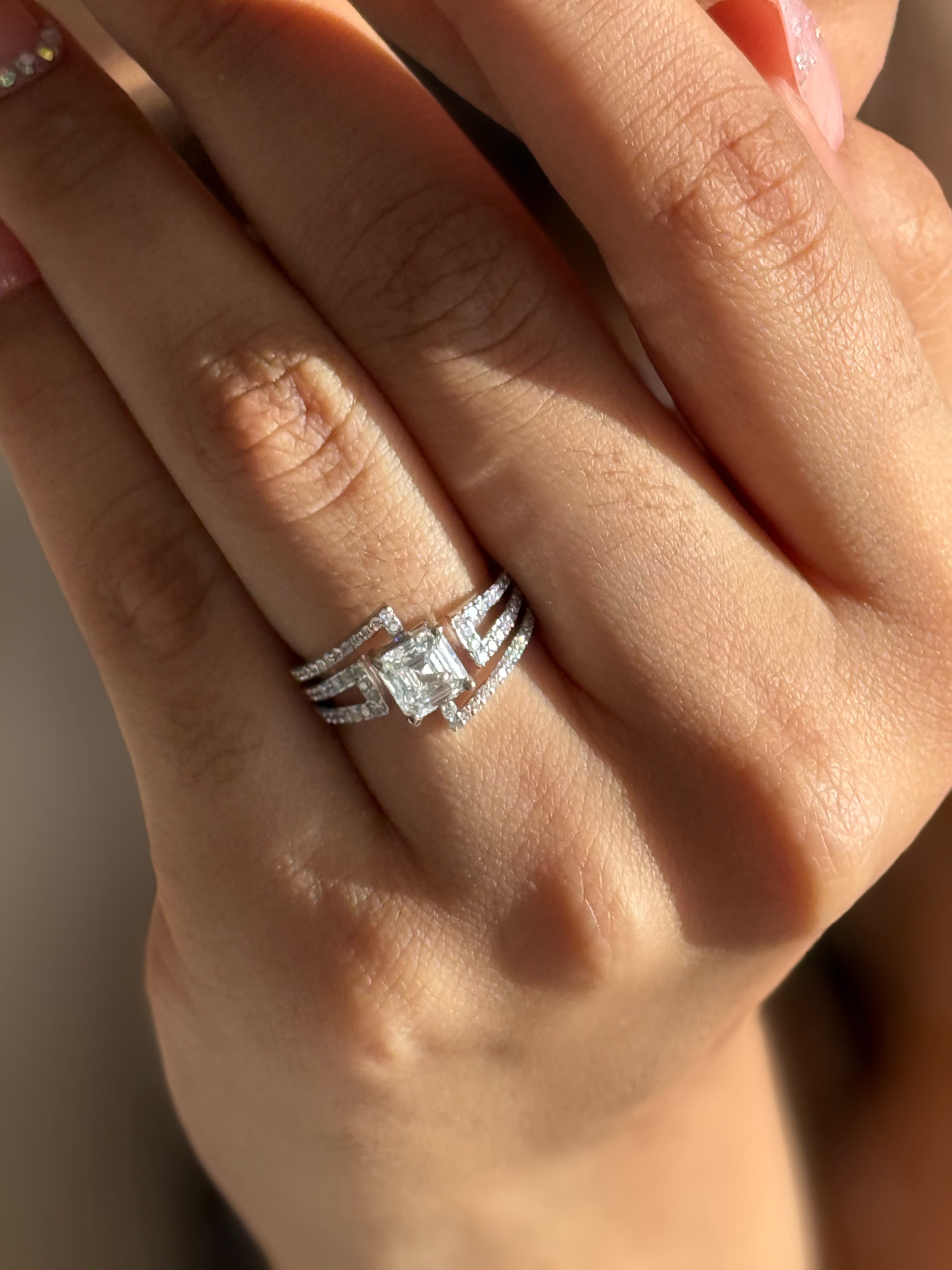 1.35ct Asscher Cut Diamond Ring
