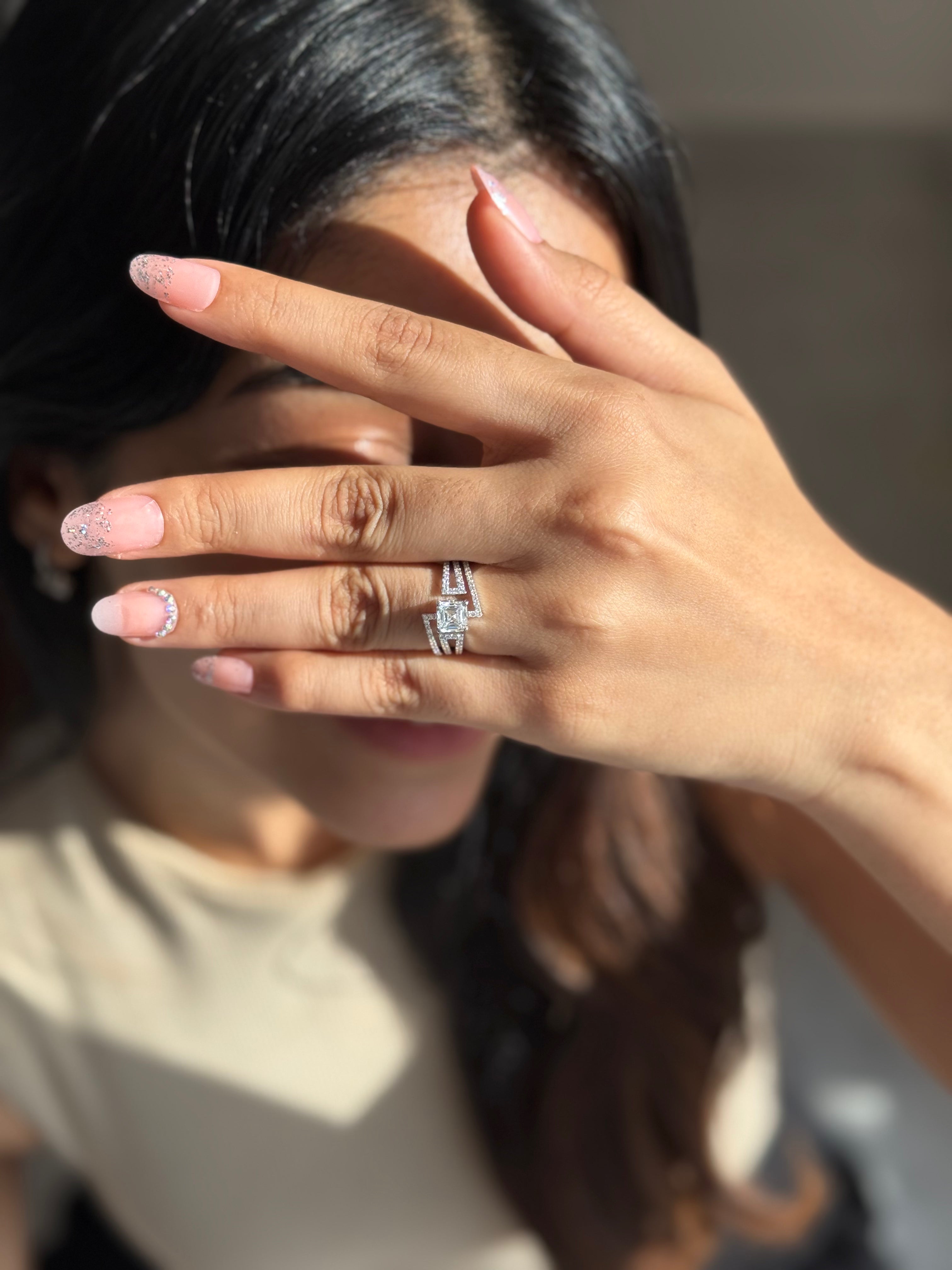 1.35ct Asscher Cut Diamond Ring
