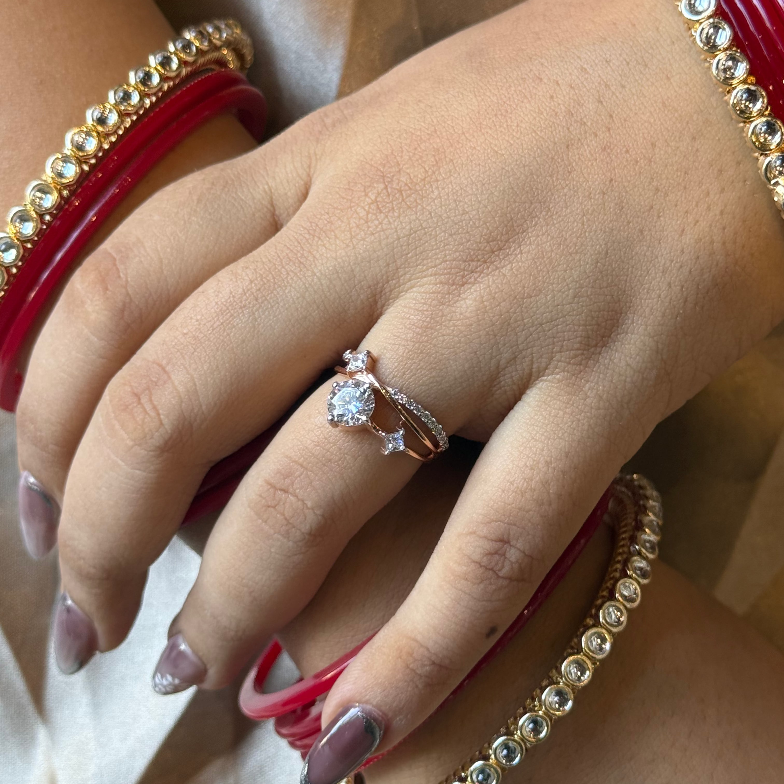 1ct Round Cut Crossover Shank Solitaire Ring