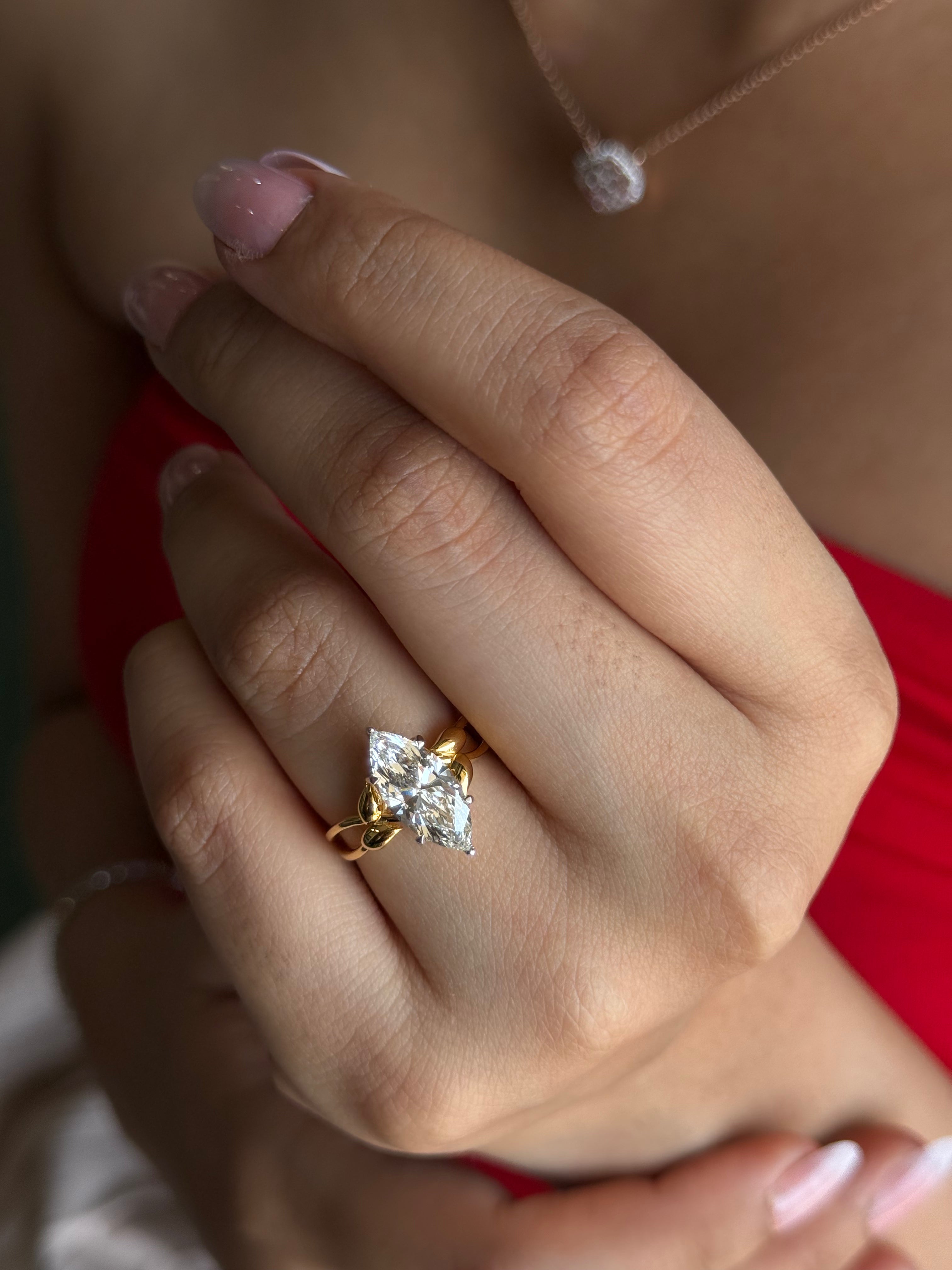 Marquise Cut Nature Inspired Ring