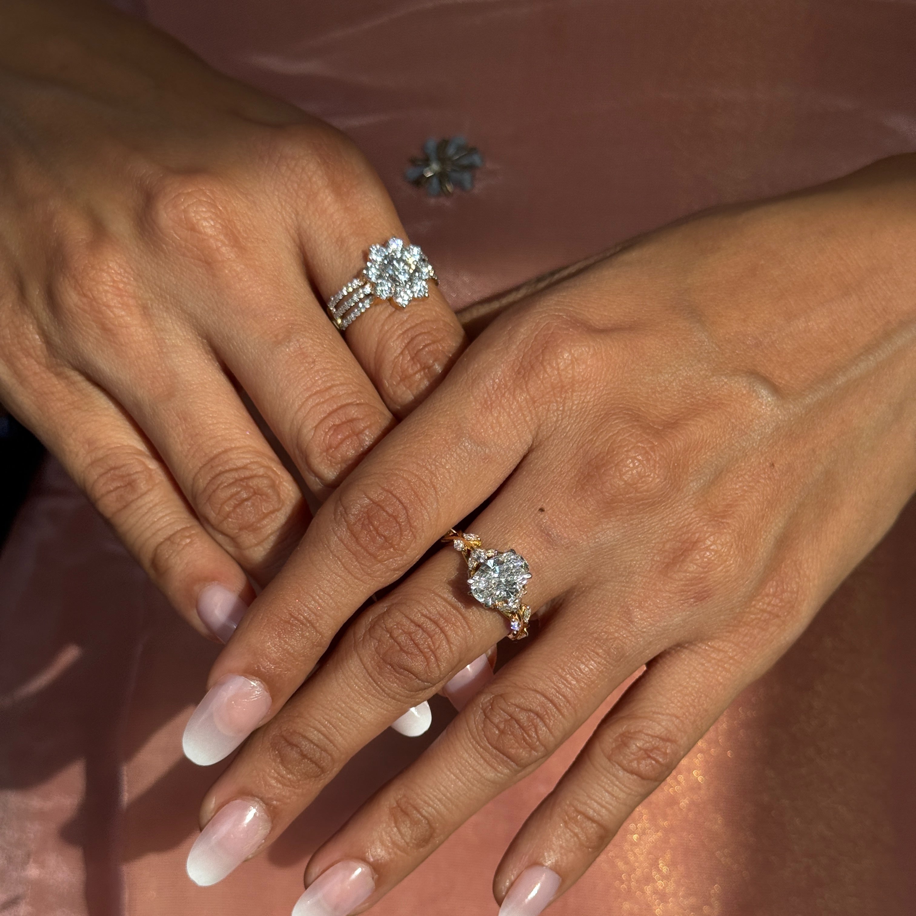 Round cut Cluster Set Diamond Engagement Ring