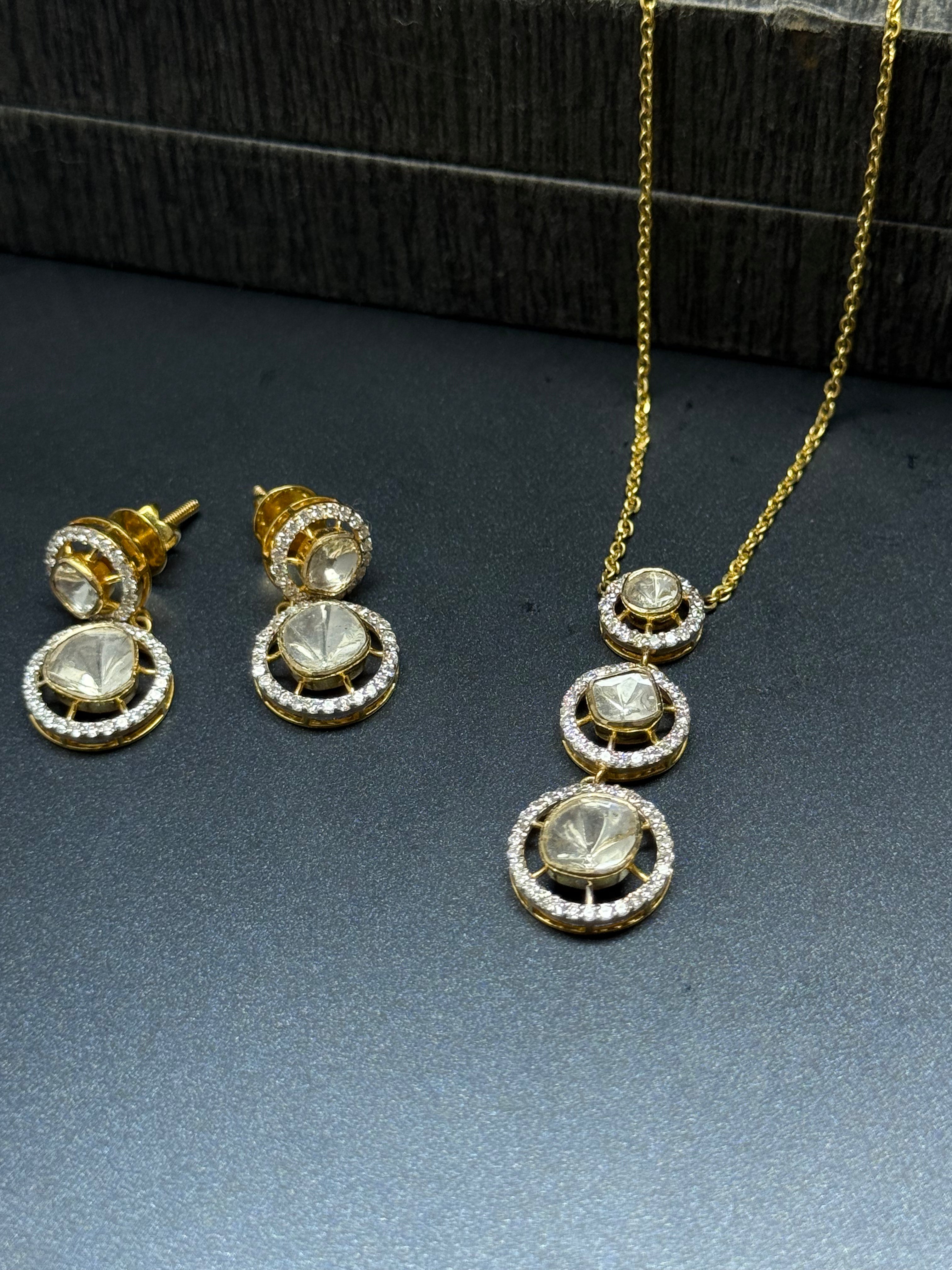 Gulbahaar Graduation Polki Pendant set