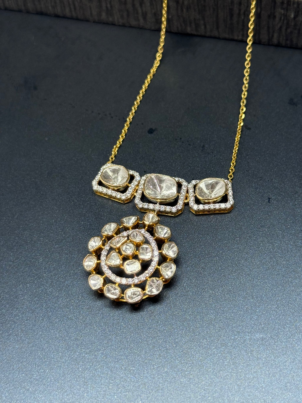 Square Symphony Polki Pendant