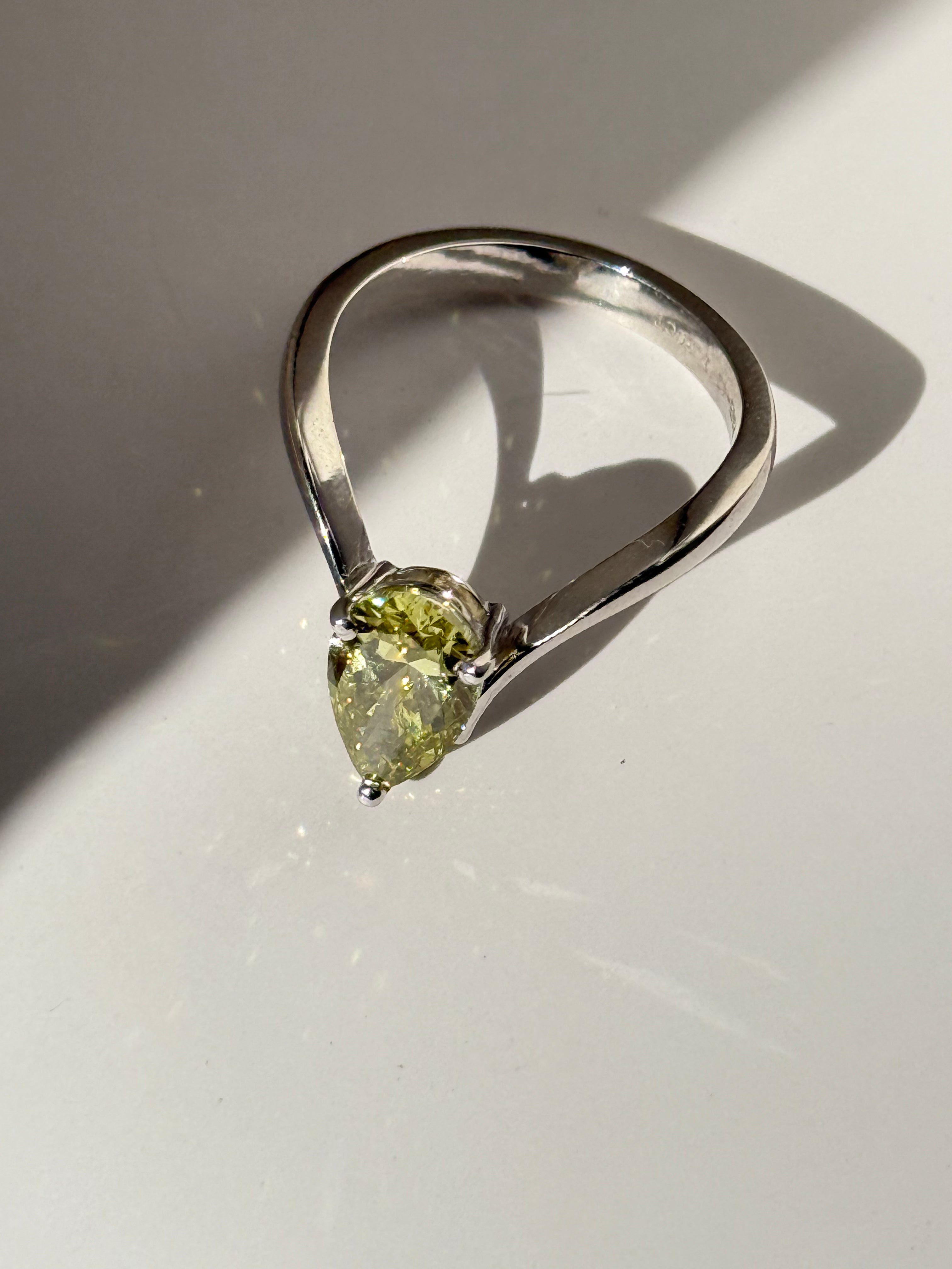 Green Pear Cut Ring