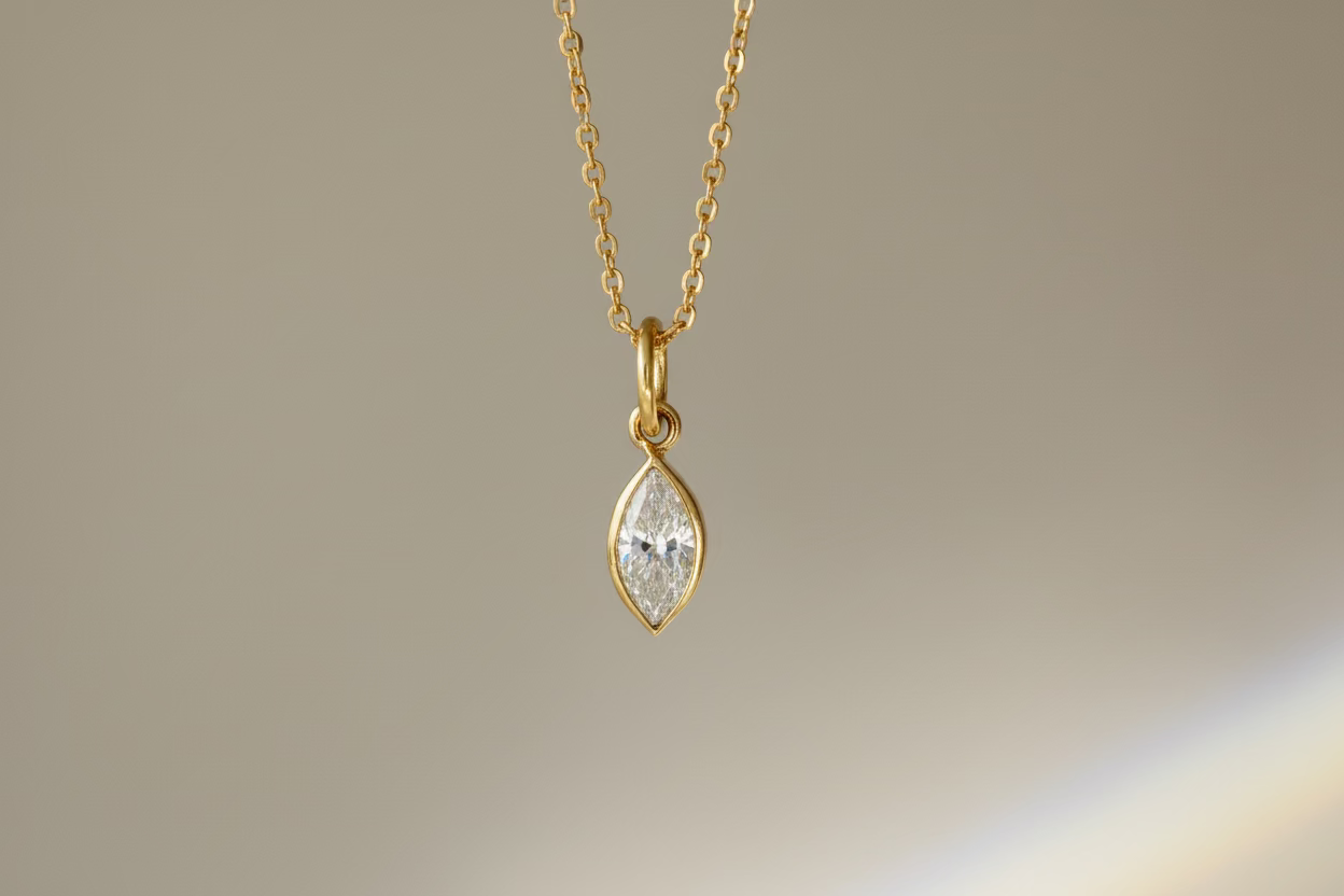 Marquise Cut Diamond Leaf Pendant