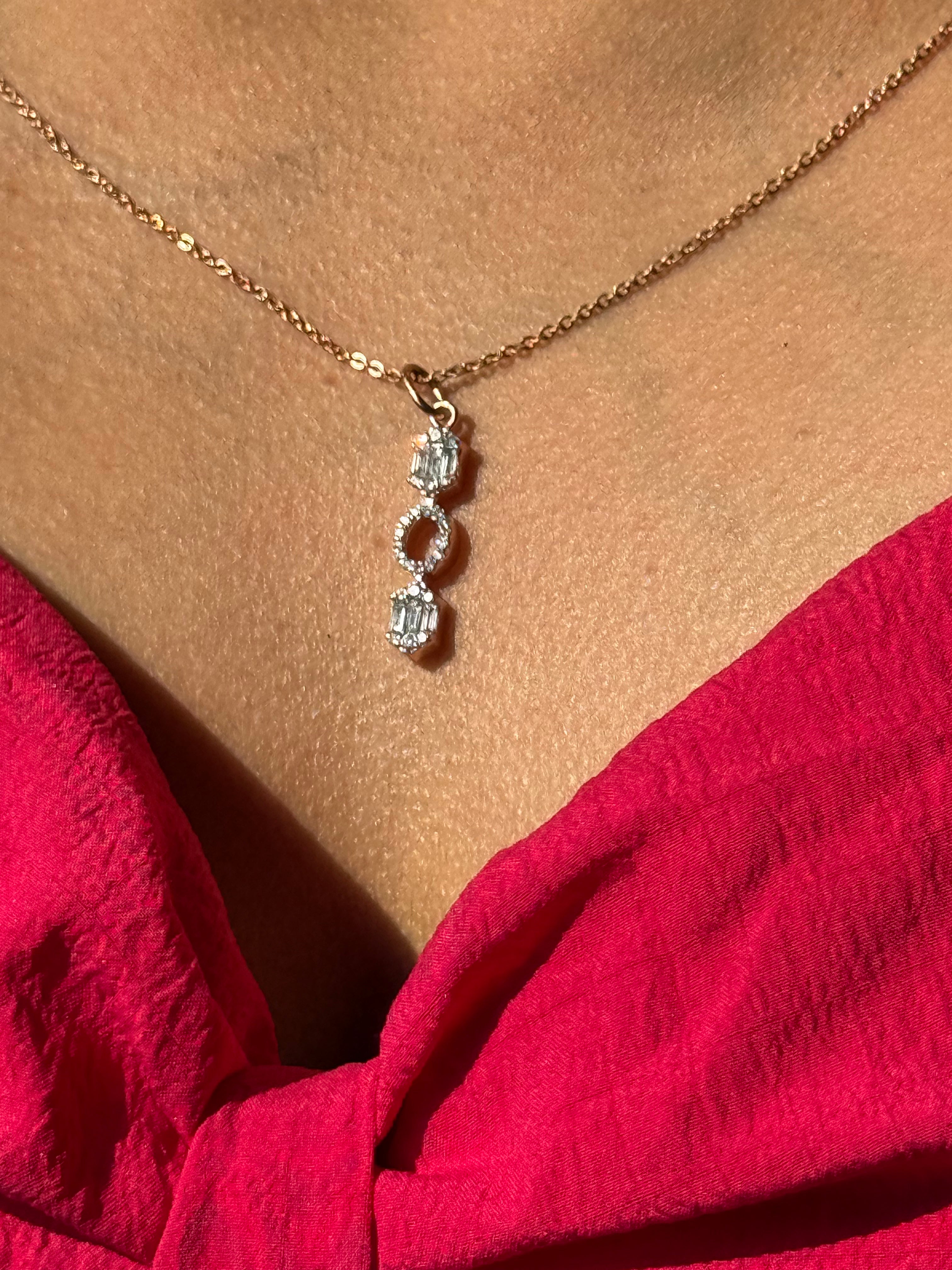 Art Deco Baguette and Round Diamond Pendant