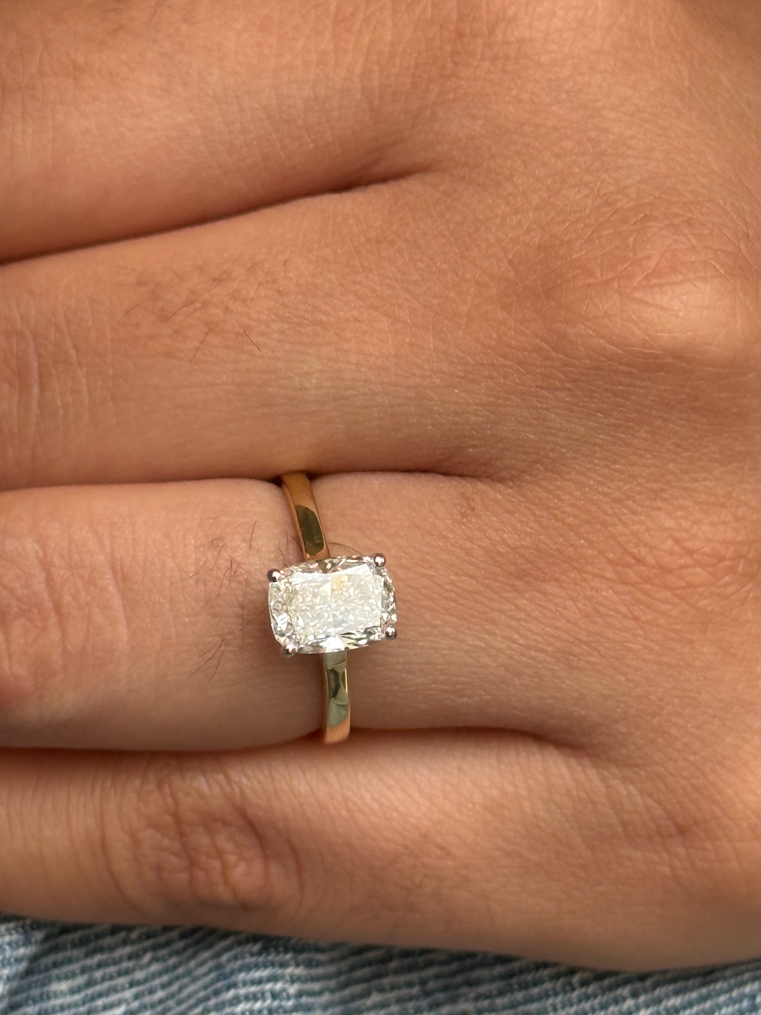 Elongated Cushion Solitaire Engagement Ring