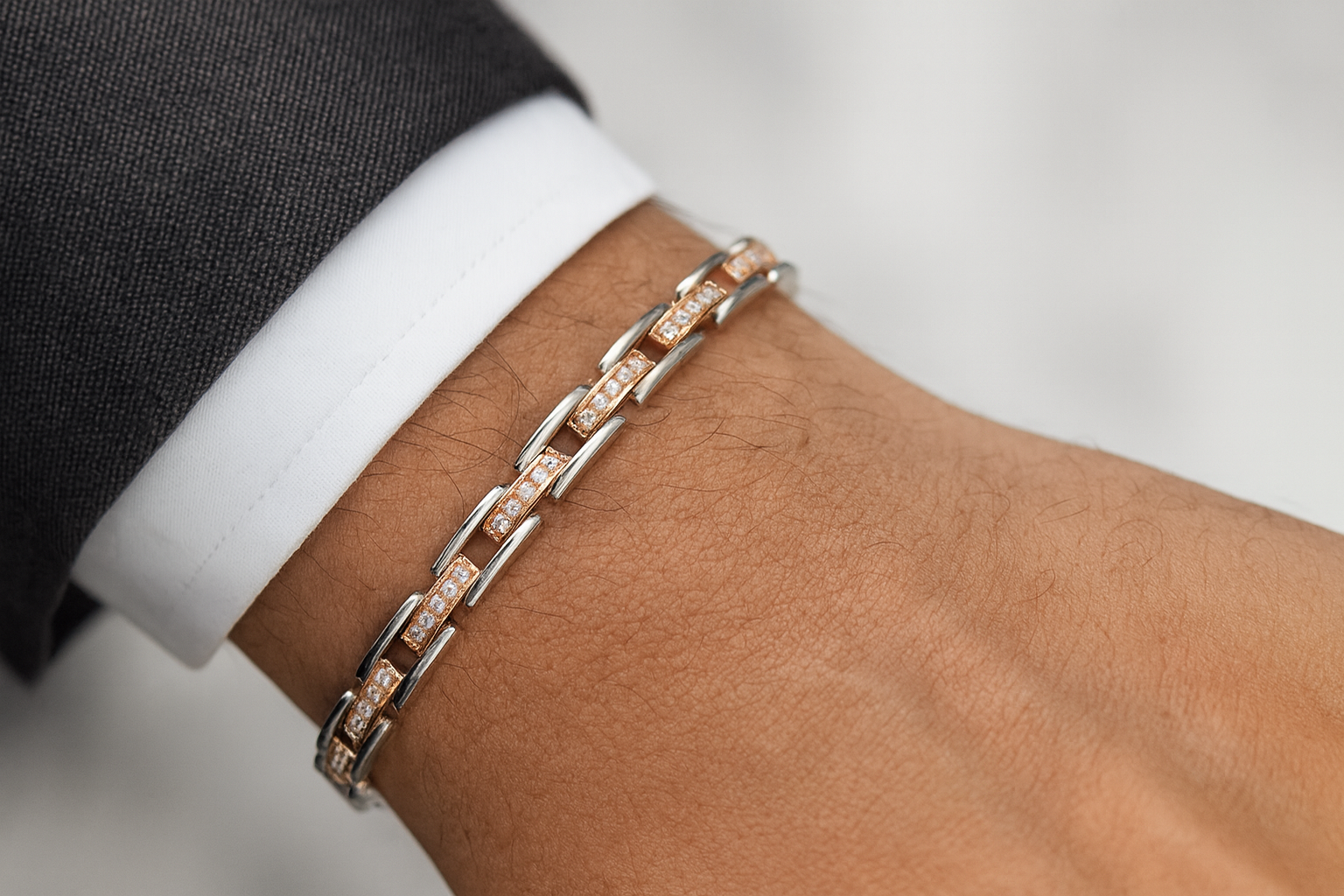 Dual-Tone Link Charm Bracelet