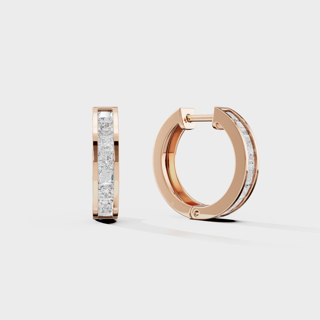 Princess Cut Diamond Hoops Men's Earring