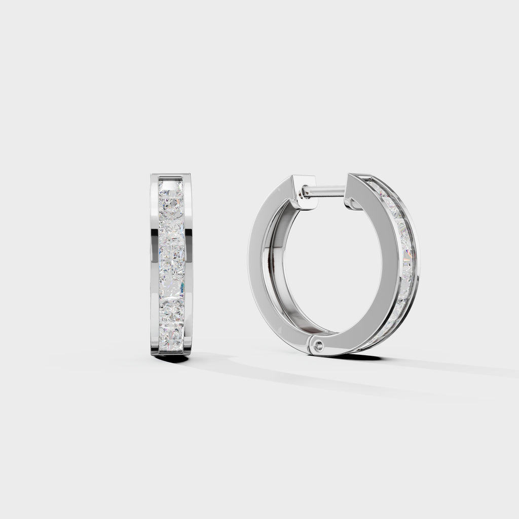 Princess Cut Diamond Hoops Men's Earring