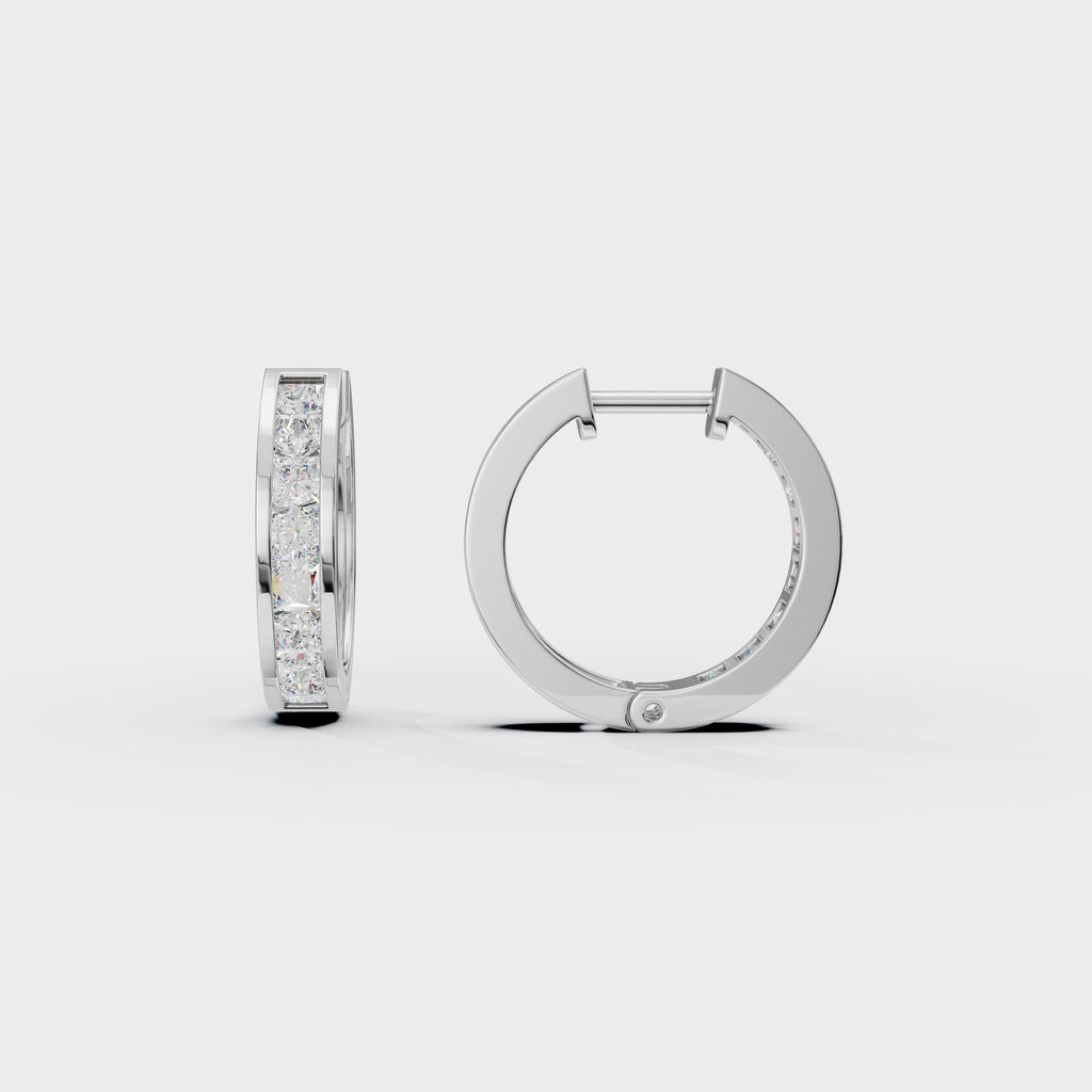 Princess Cut Diamond Hoops Men's Earring