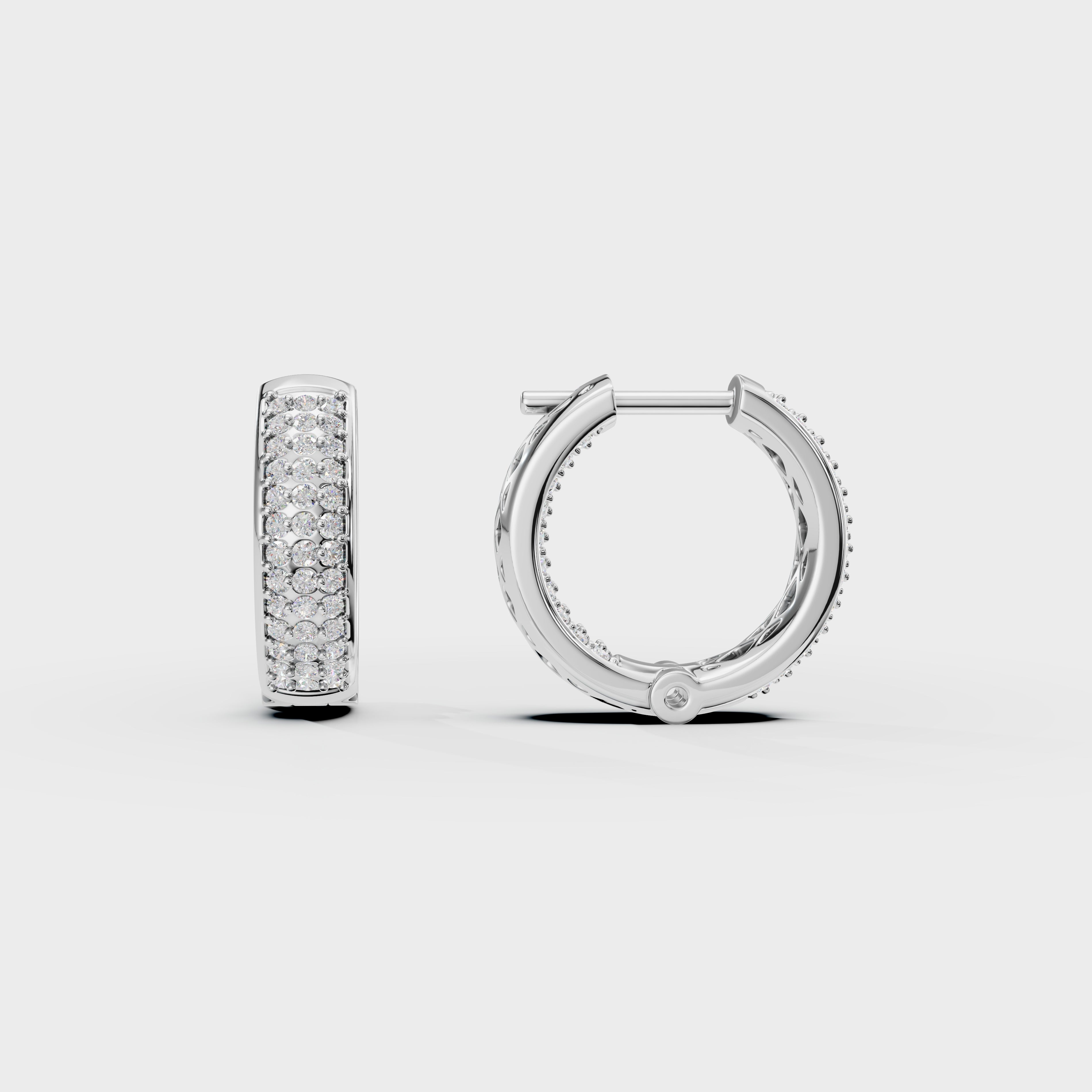 3 Line Box Hoop Men's Earring
