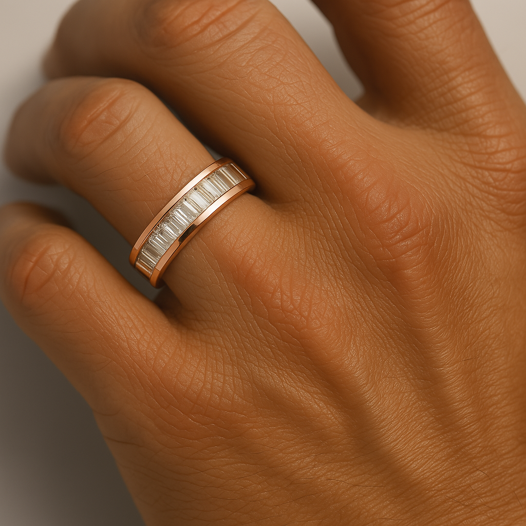 Sleek Spark Baguette Men's Ring
