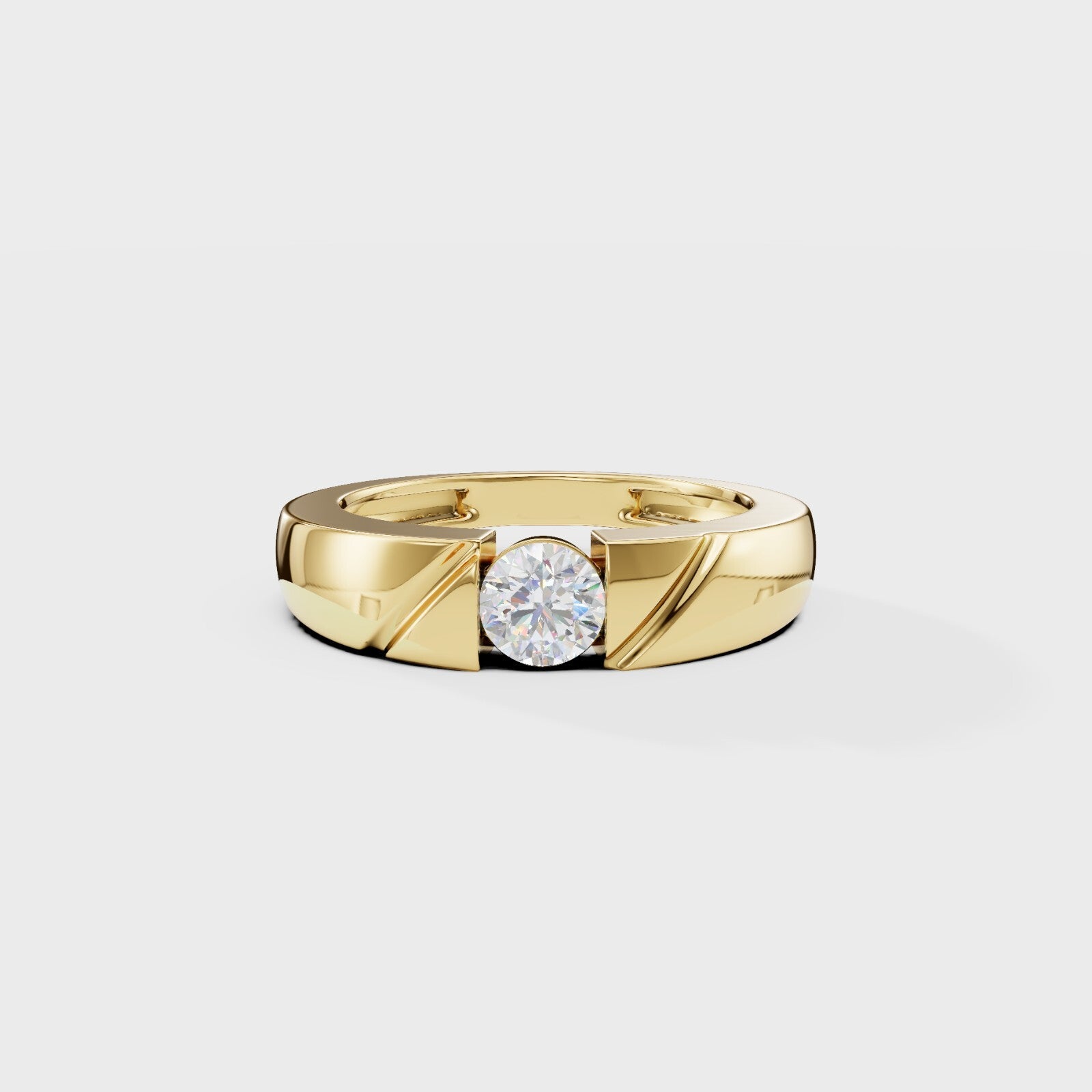 Bezel Set Round Men's Ring