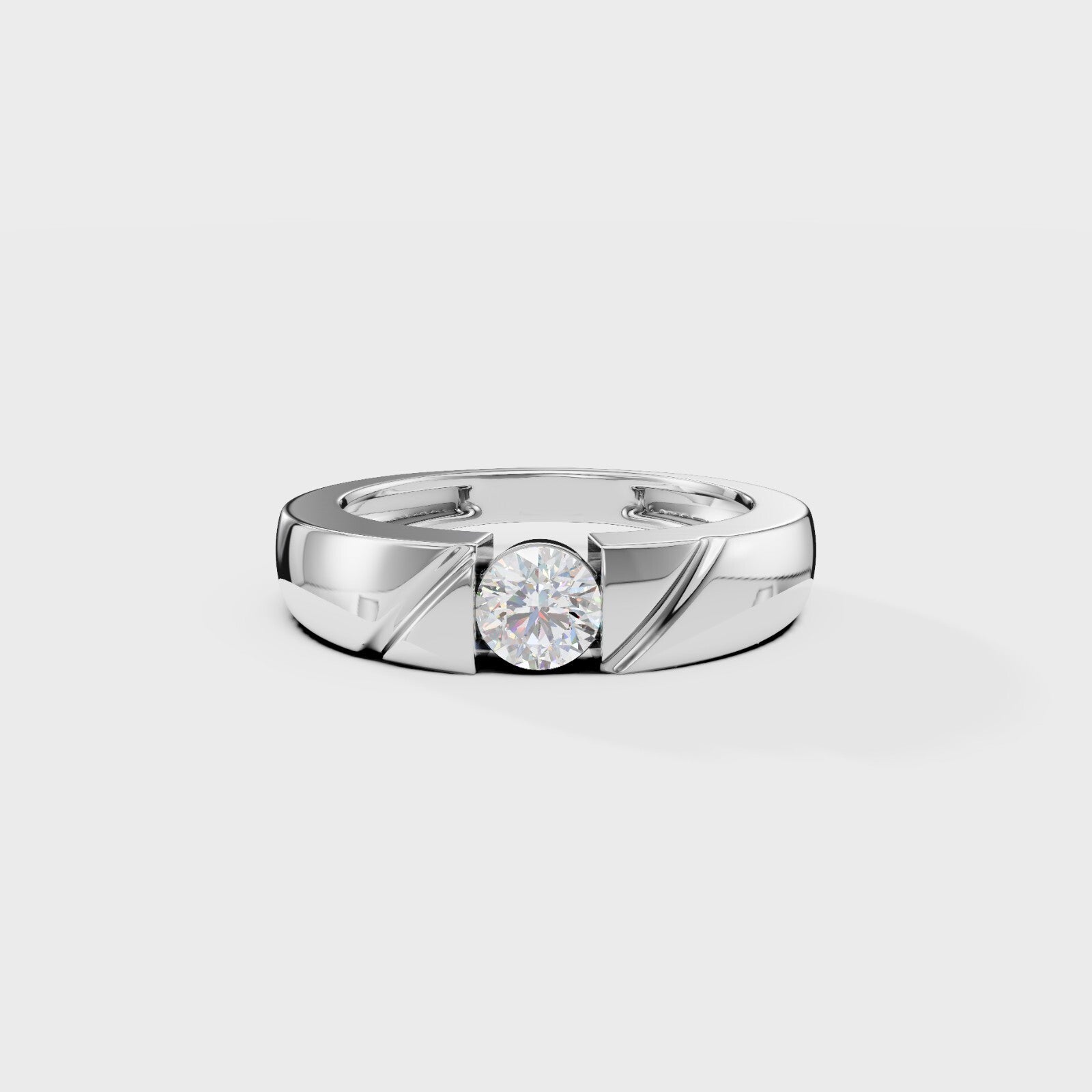 Bezel Set Round Men's Ring