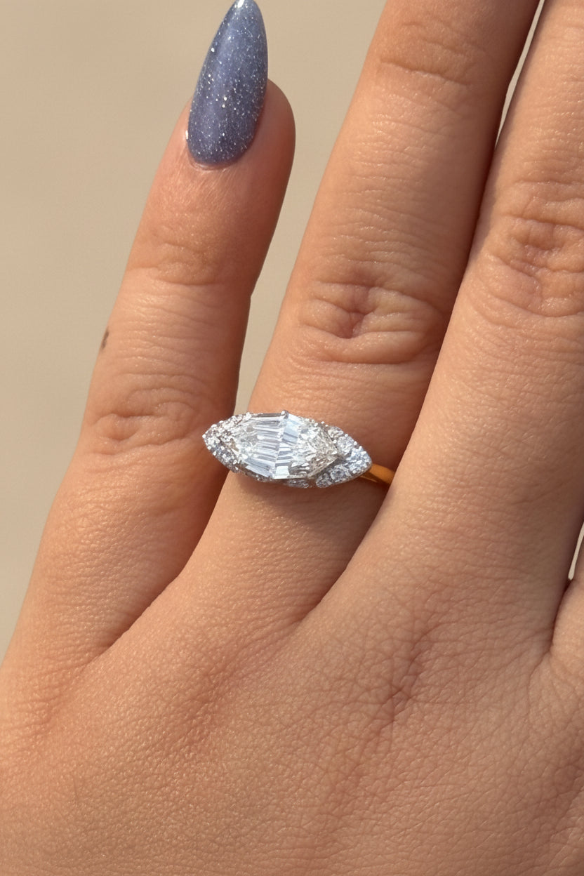 1.65ct Marquise Step cut Engagement Ring
