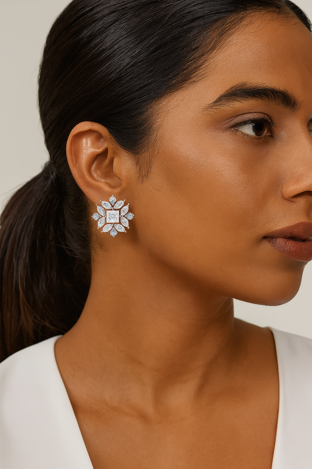 Floral Diamond Stud Earrings