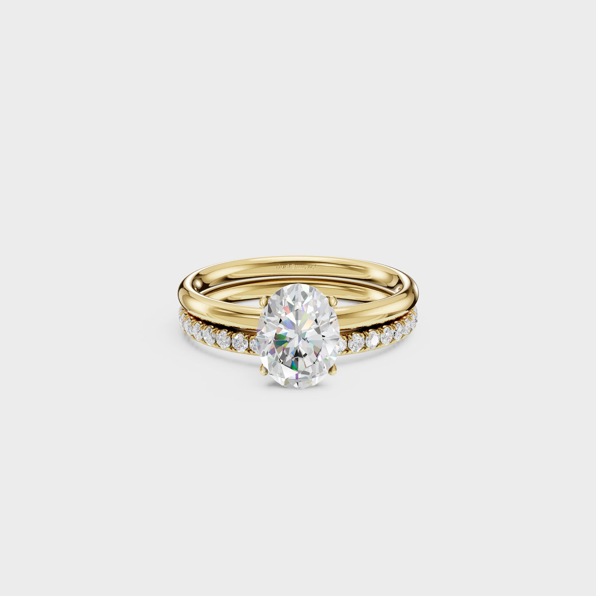 1.20ct Oval Solitaire Diamond Bridal Set With Pave Band
