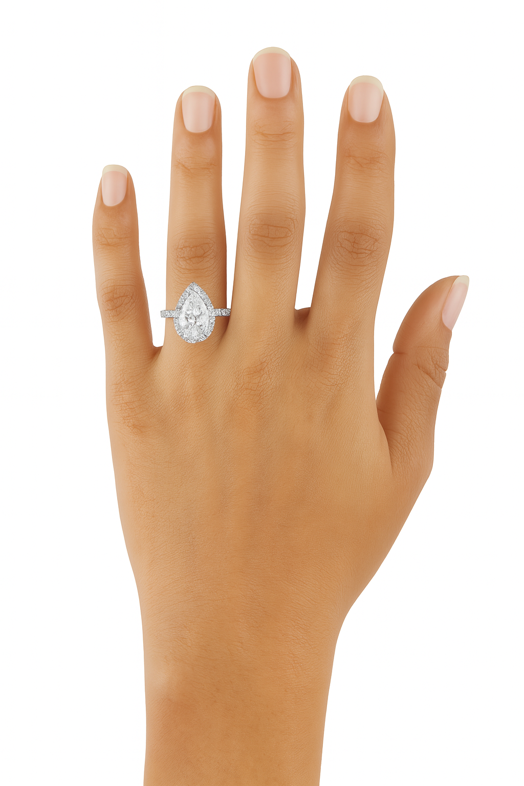 Blushing Halo Pear Diamond Ring