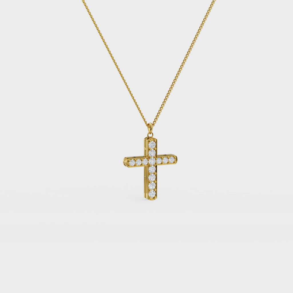 Christian Cross Round Diamond Pendant