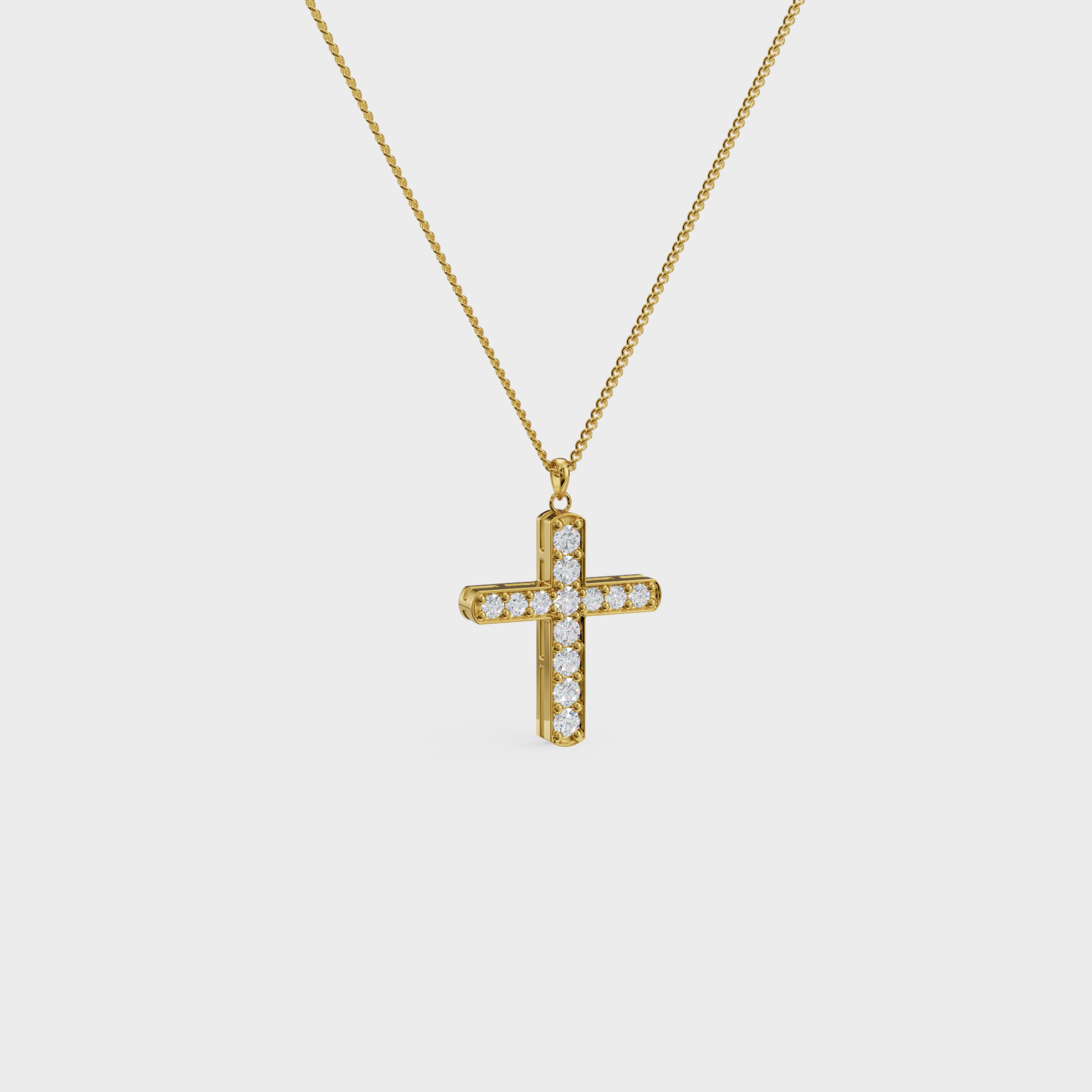 Christian Cross Round Diamond Pendant