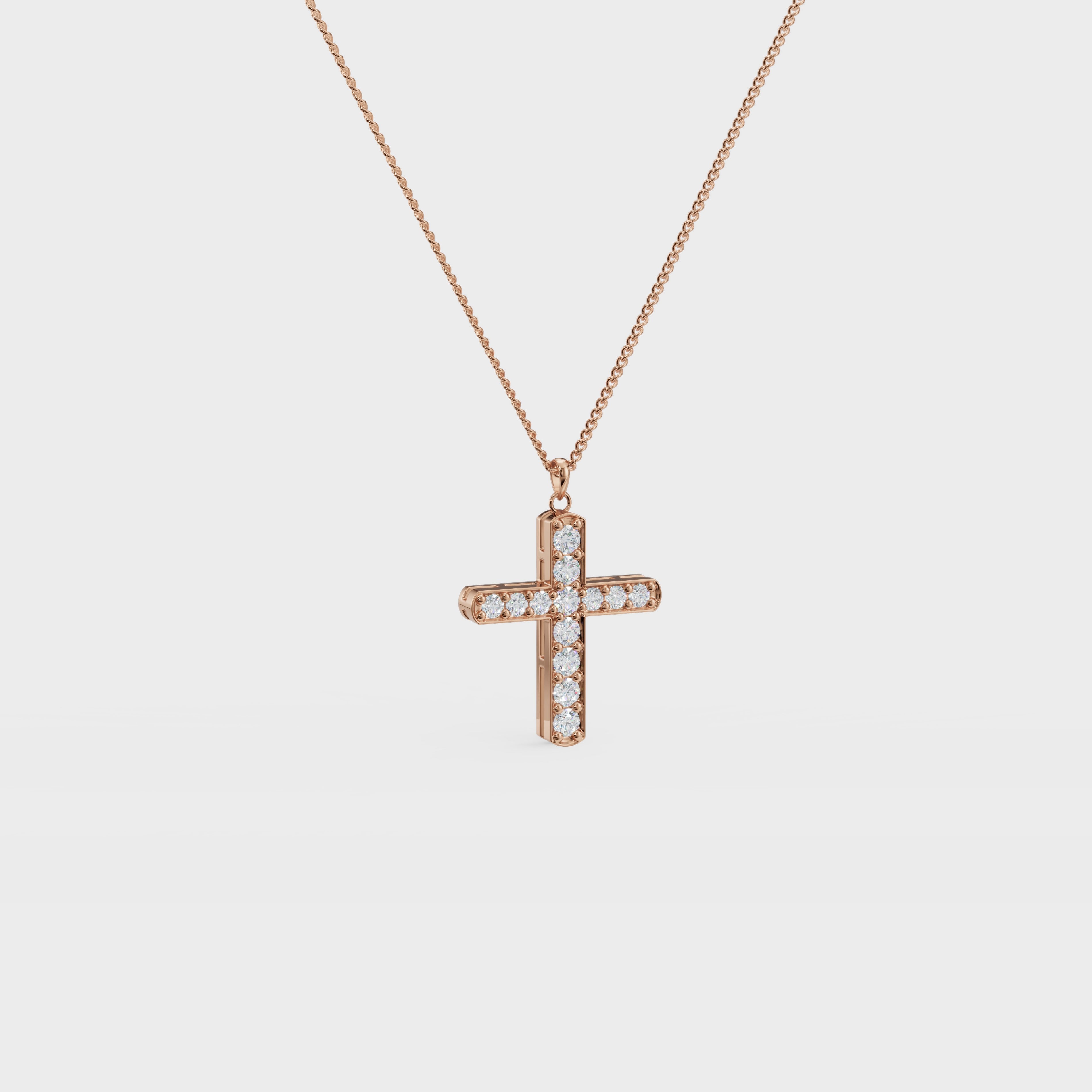 Christian Cross Round Diamond Pendant