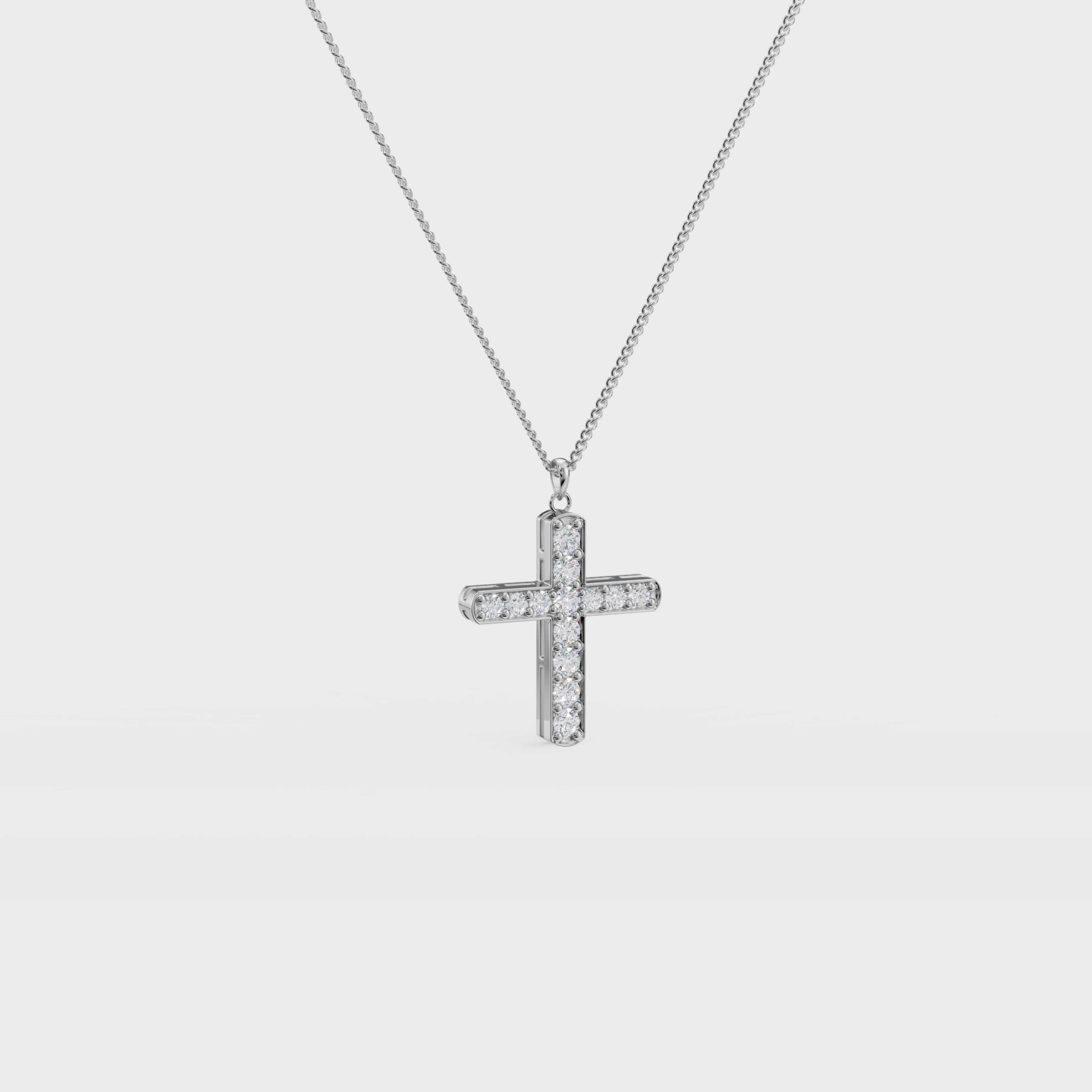 Christian Cross Round Diamond Pendant