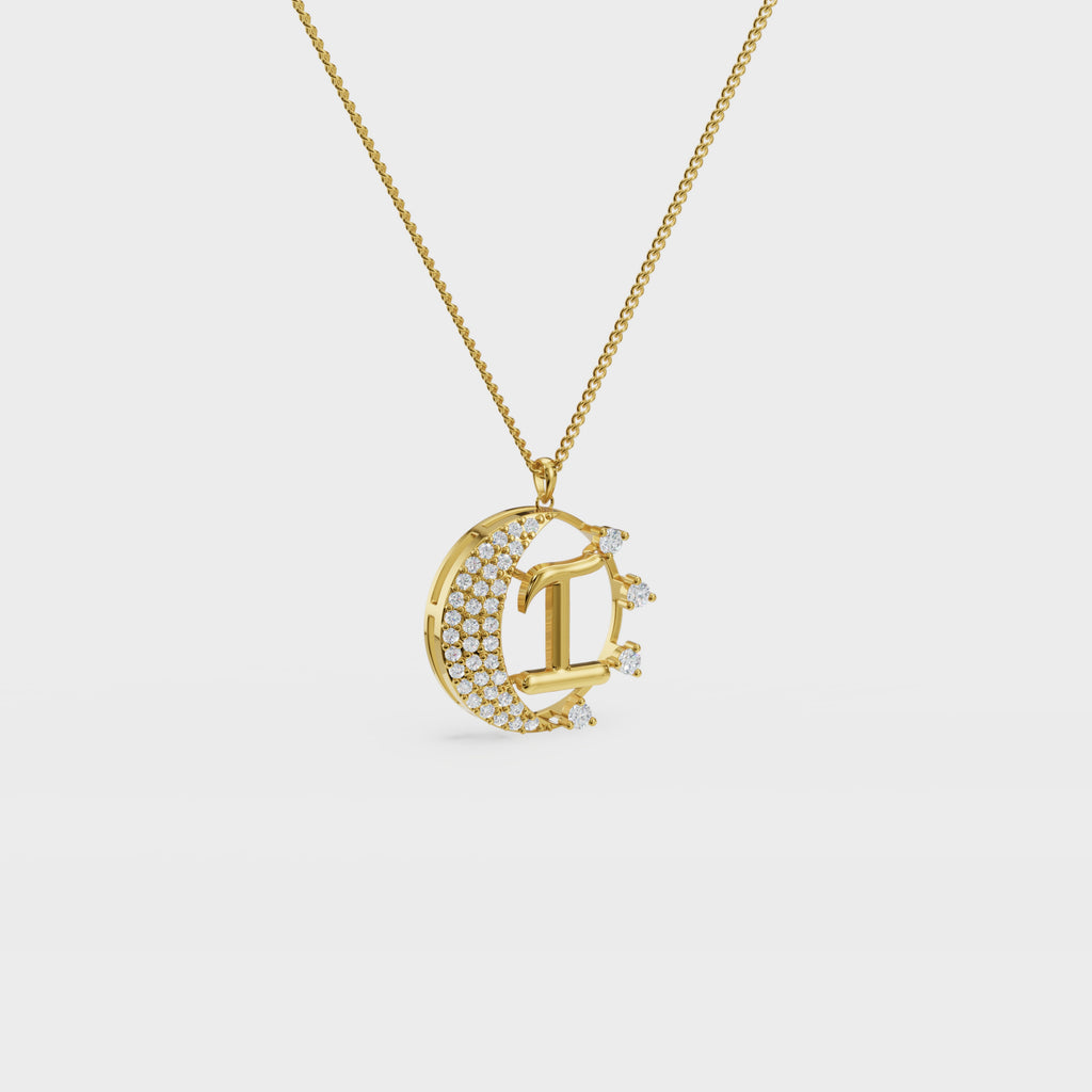 Crescent I Intial Pendant