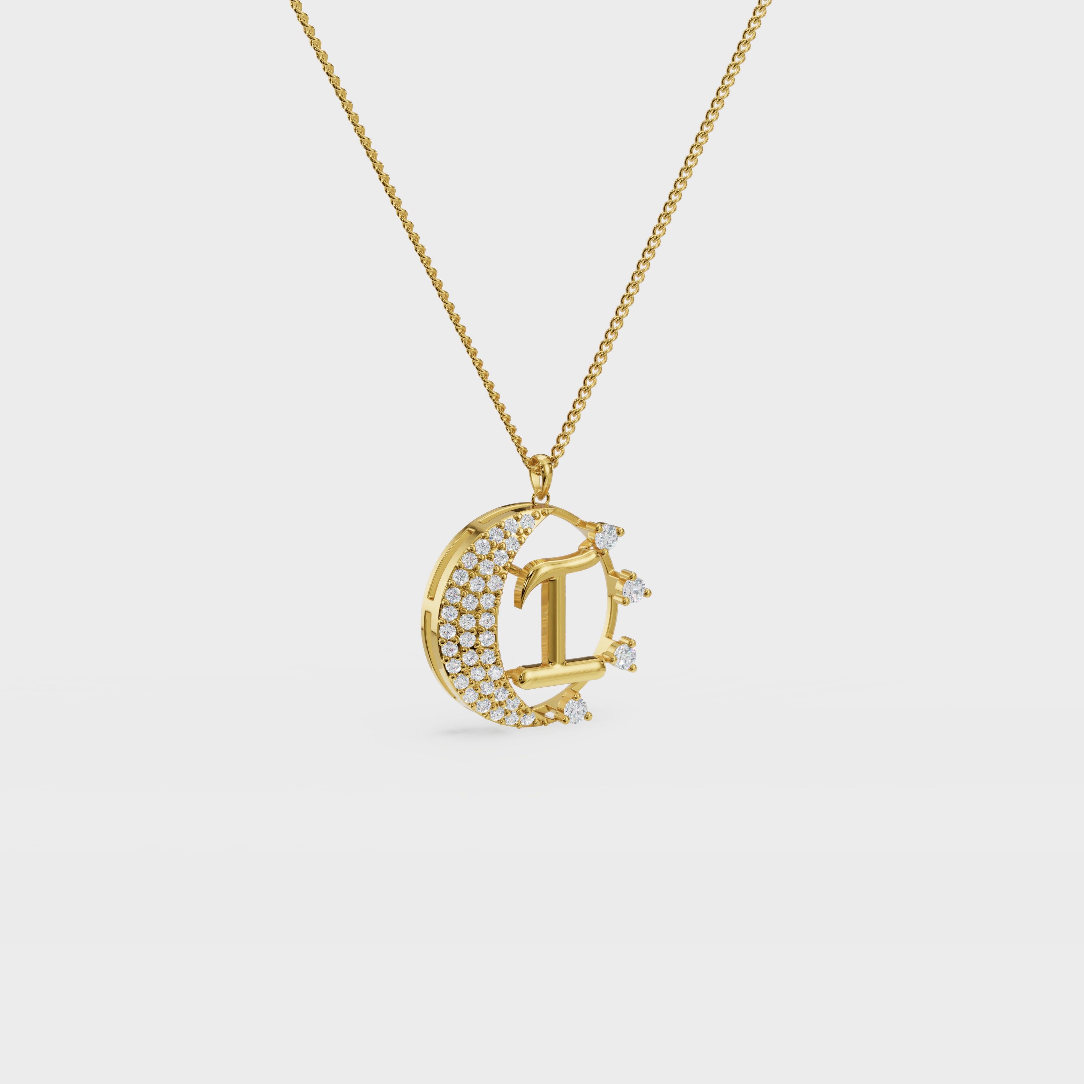 Crescent I Intial Pendant