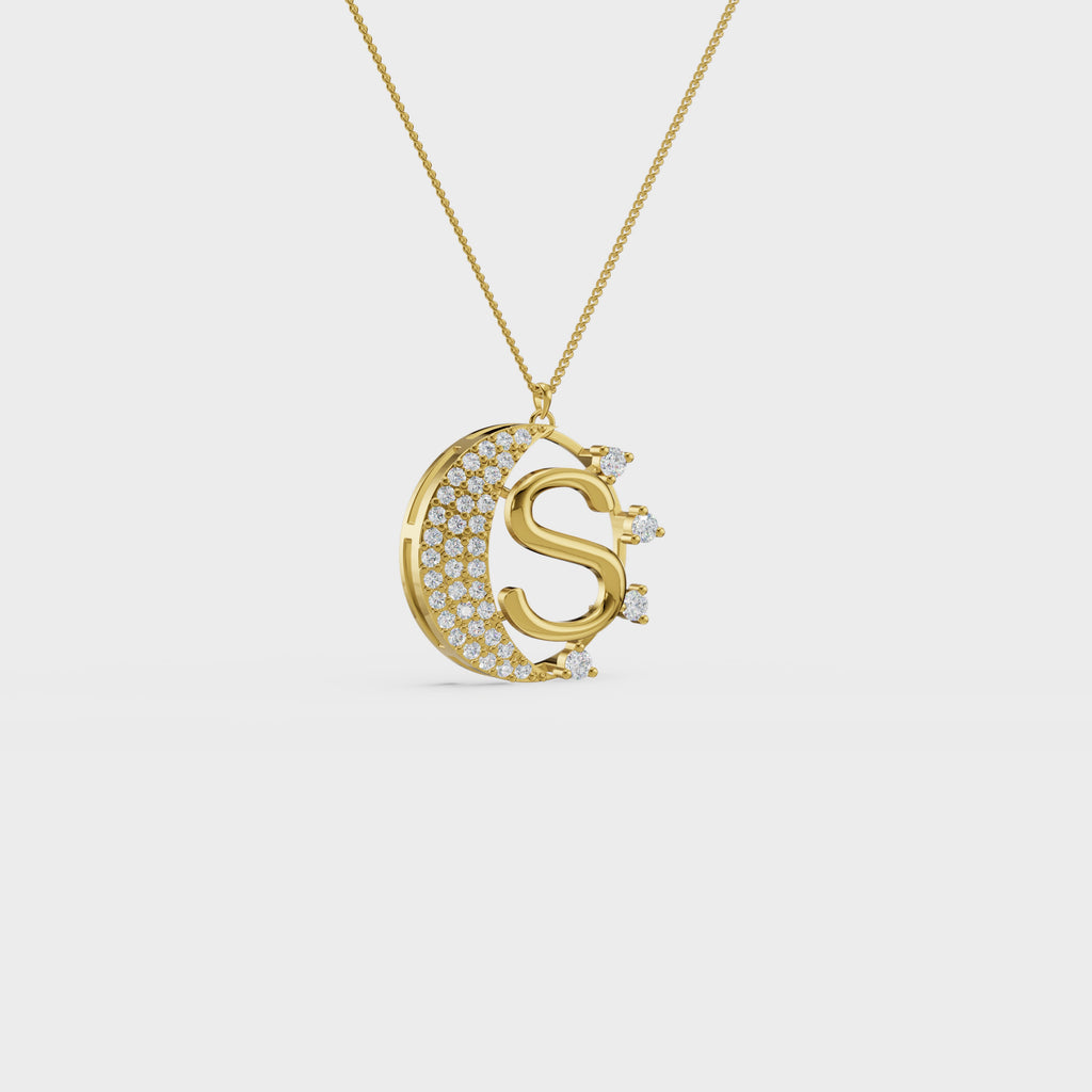 Crescent S Intial Pendant