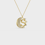 Crescent S Intial Pendant