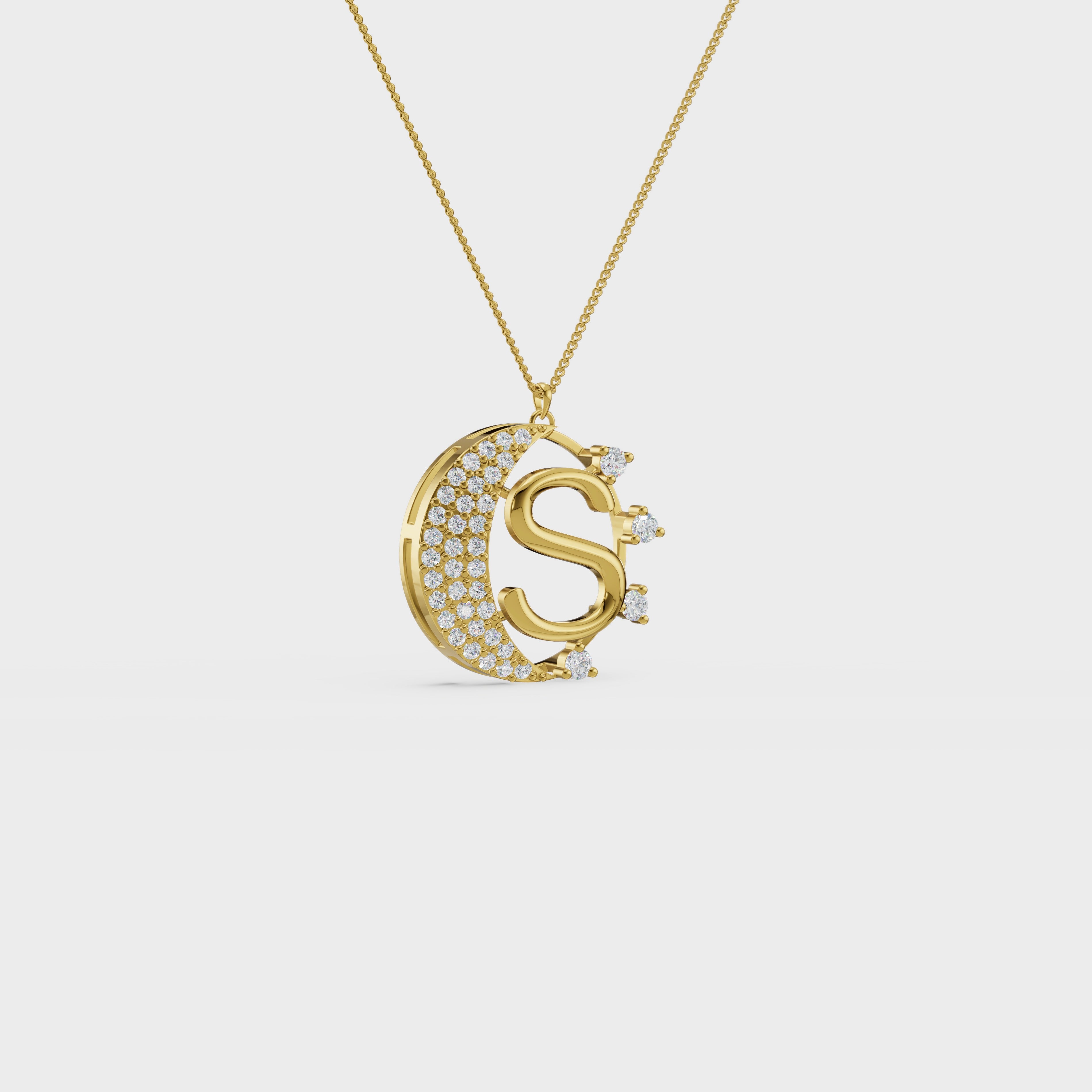 Crescent S Intial Pendant