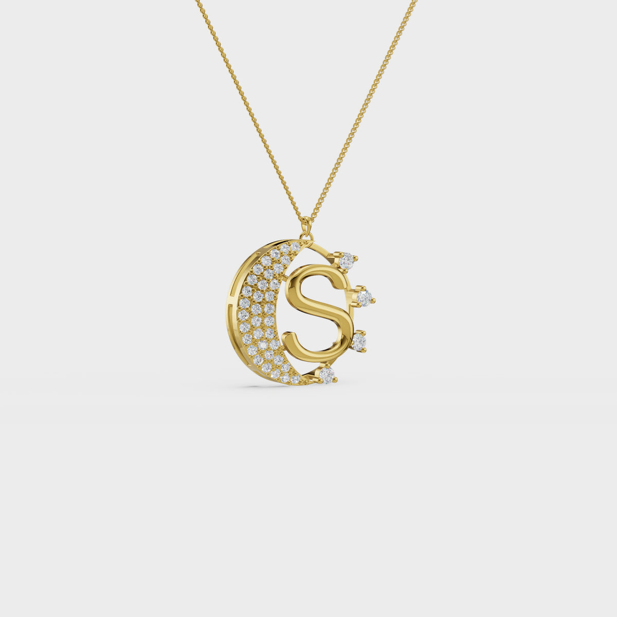 Crescent S initial Pendant