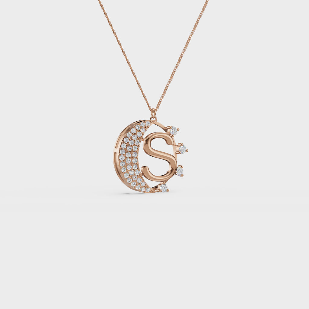 Crescent S Intial Pendant