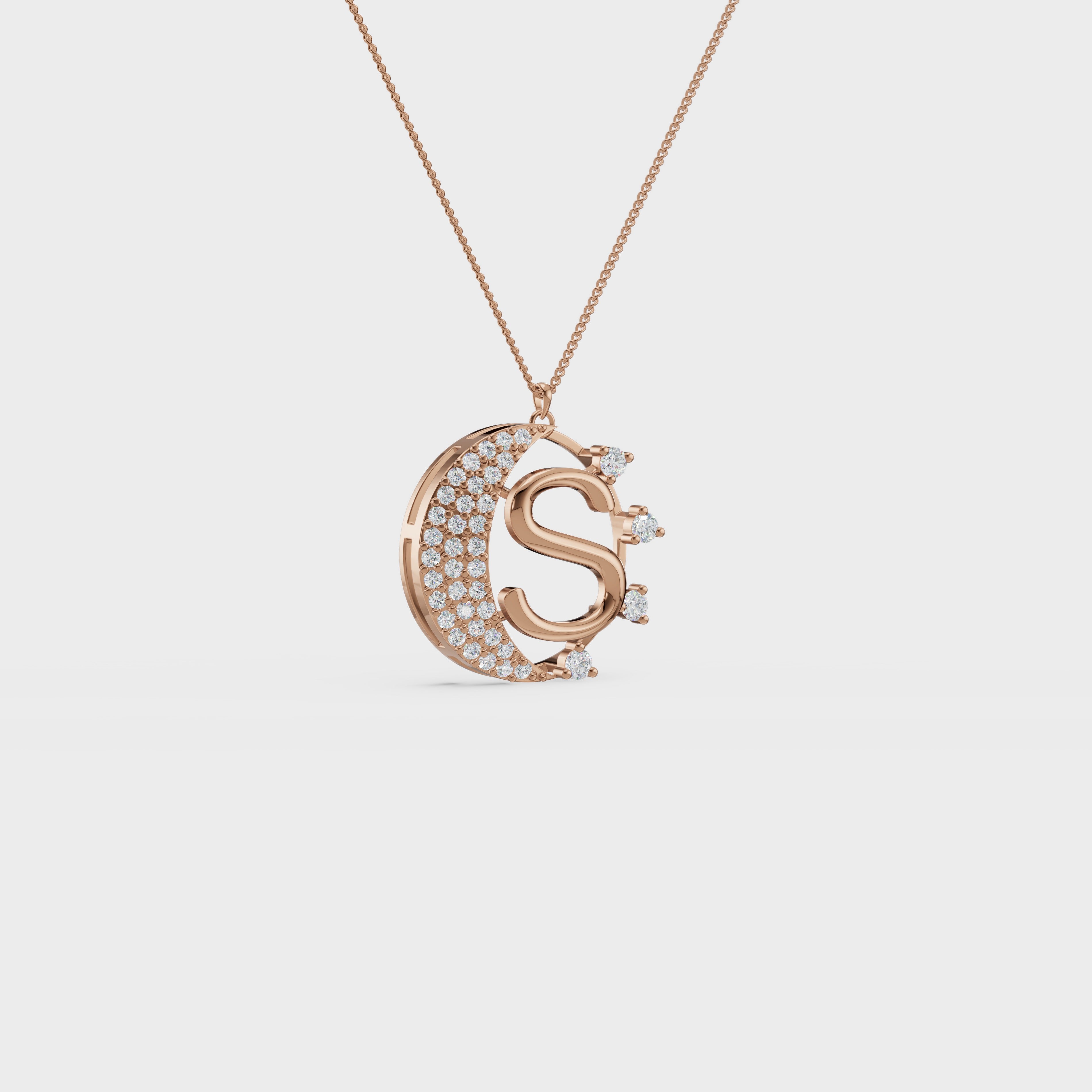 Crescent S Intial Pendant