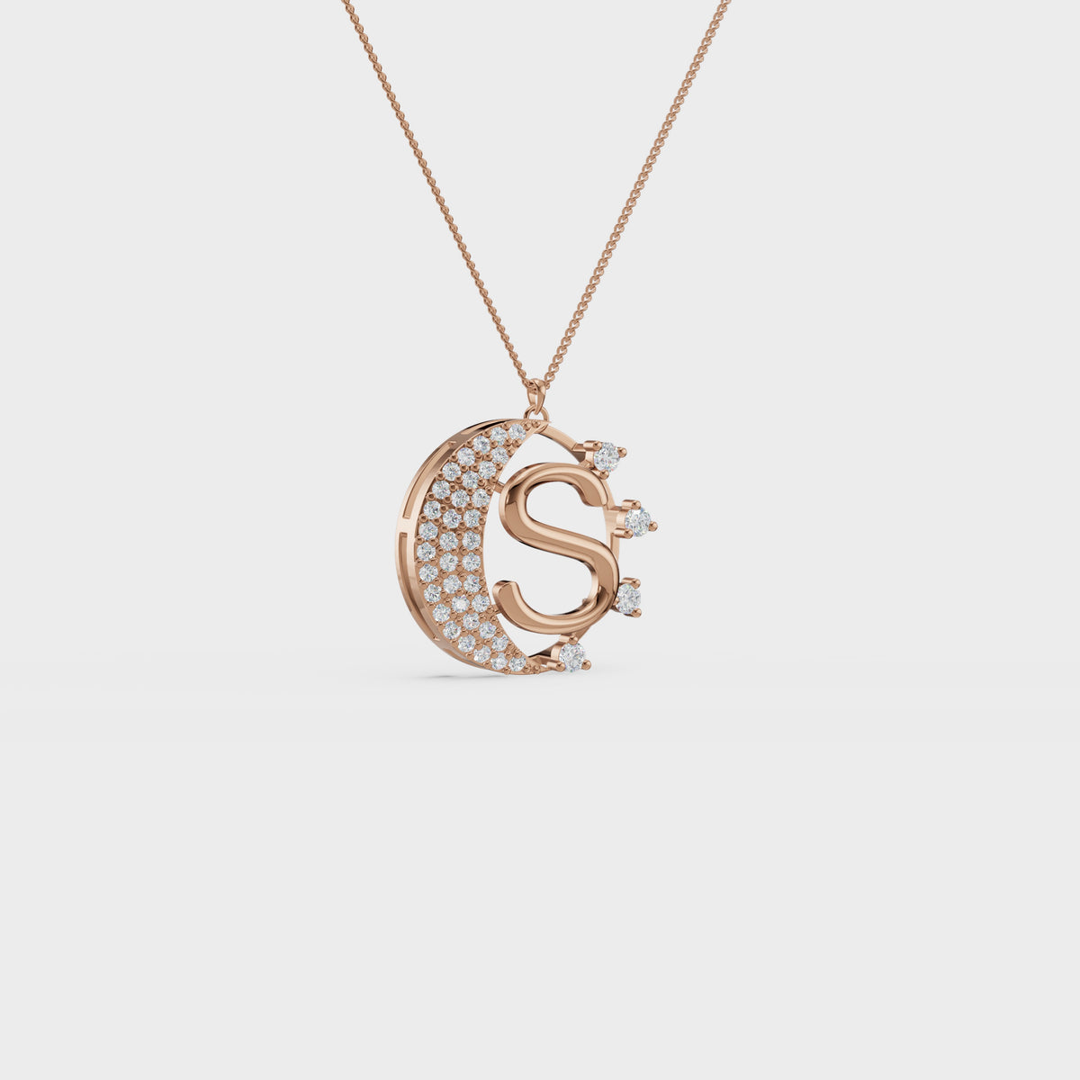 Crescent S initial Pendant