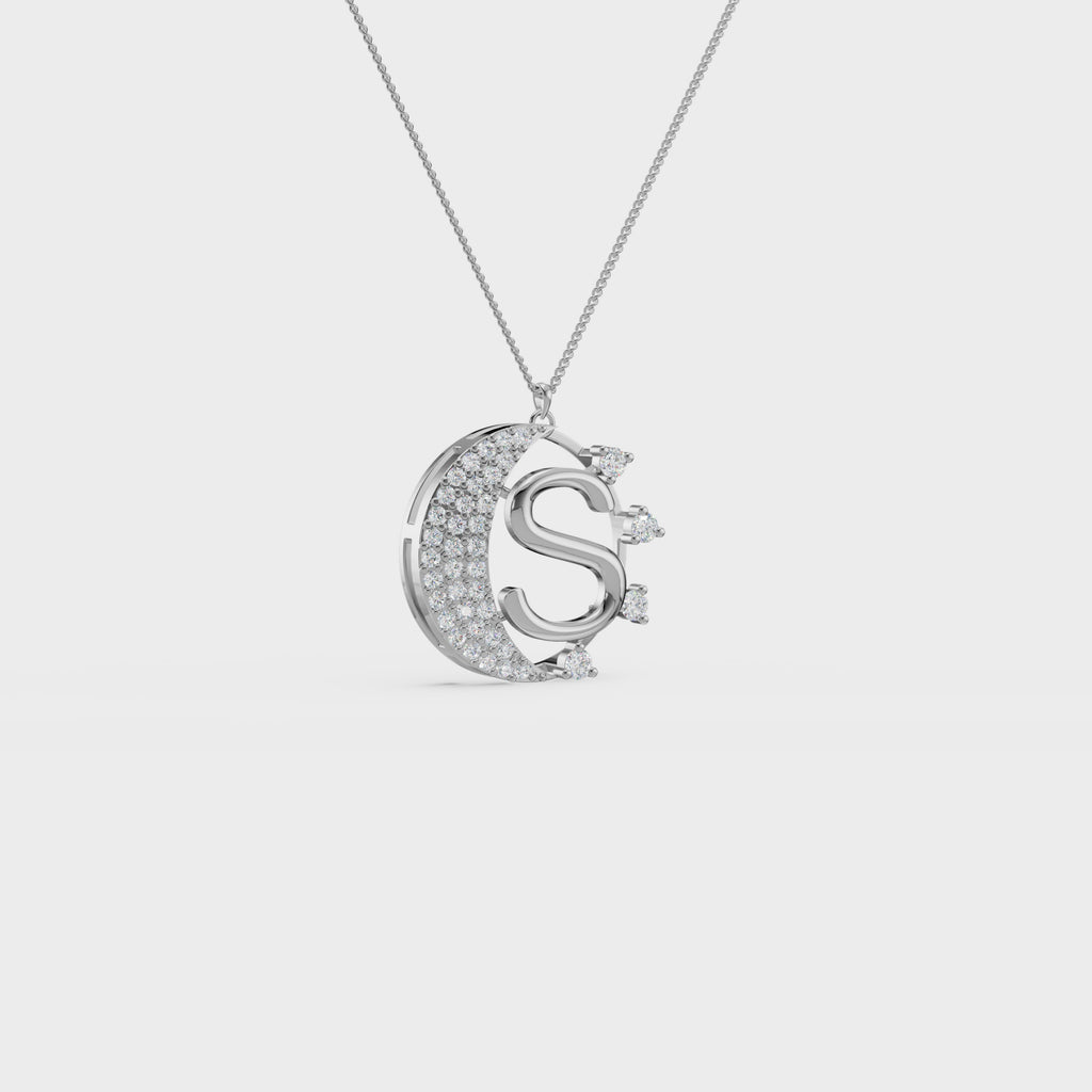 Crescent S Intial Pendant