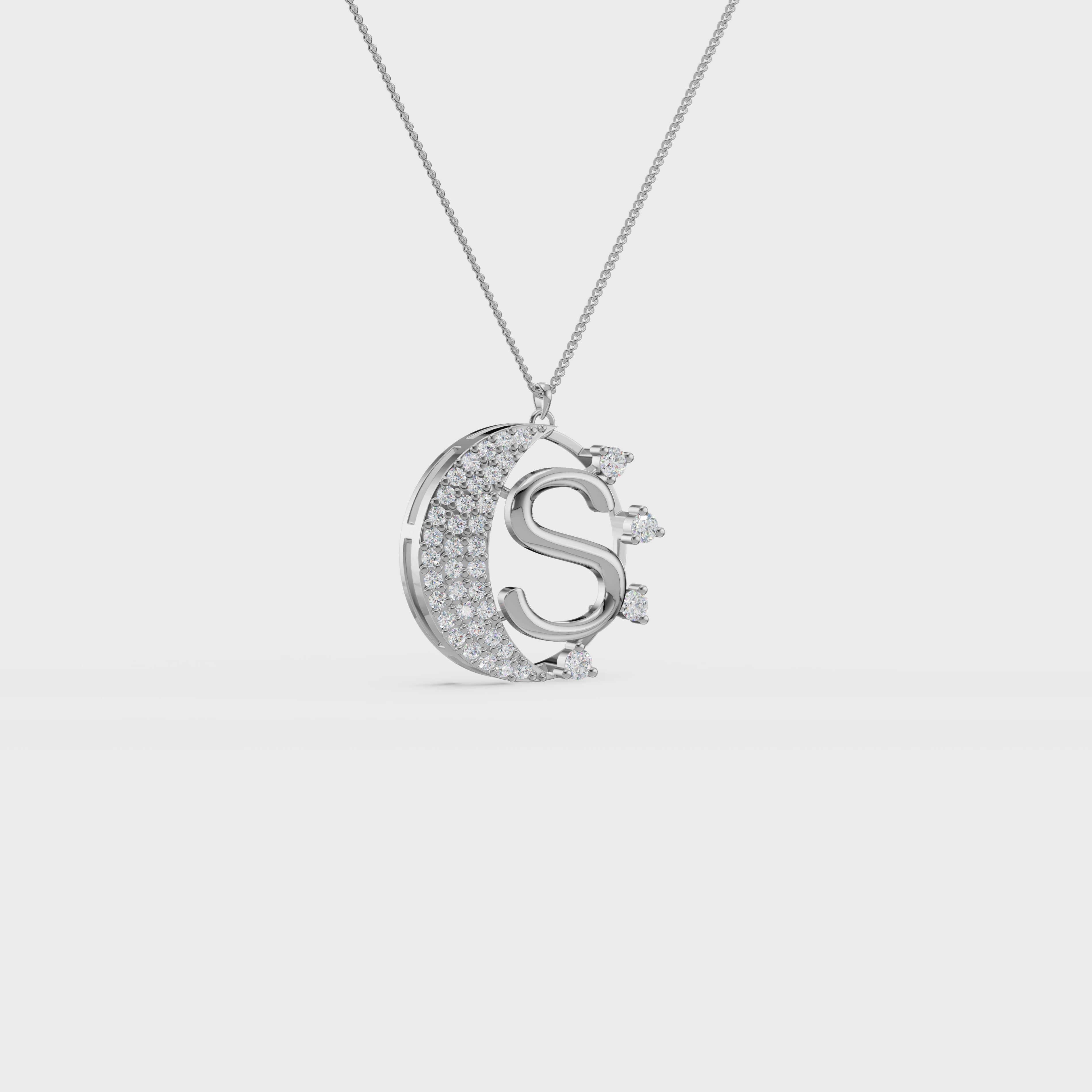 Crescent S Intial Pendant