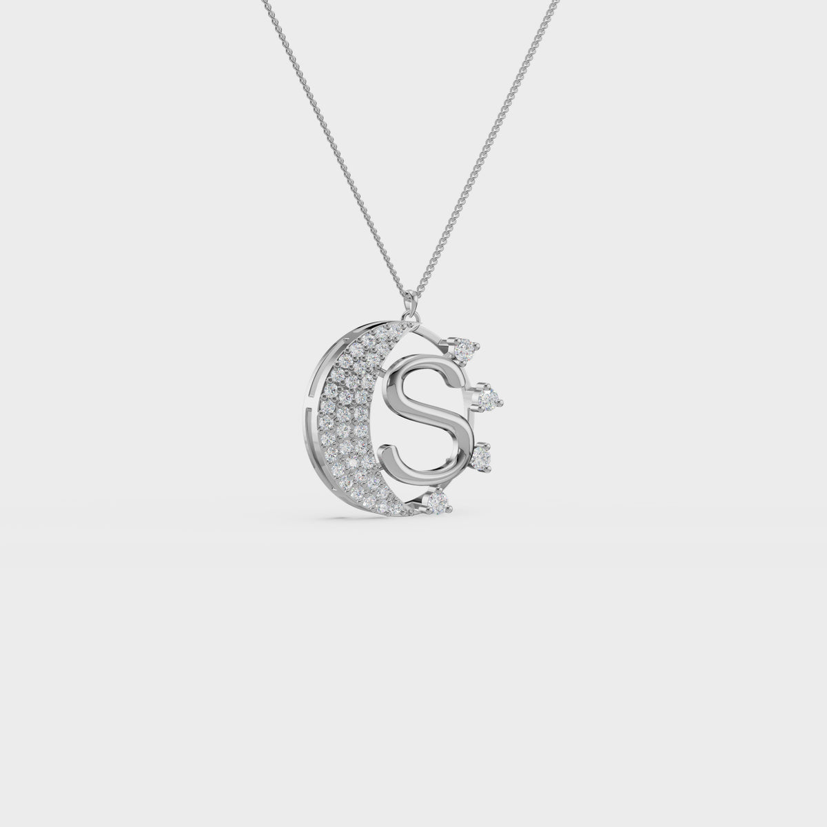 Crescent S initial Pendant