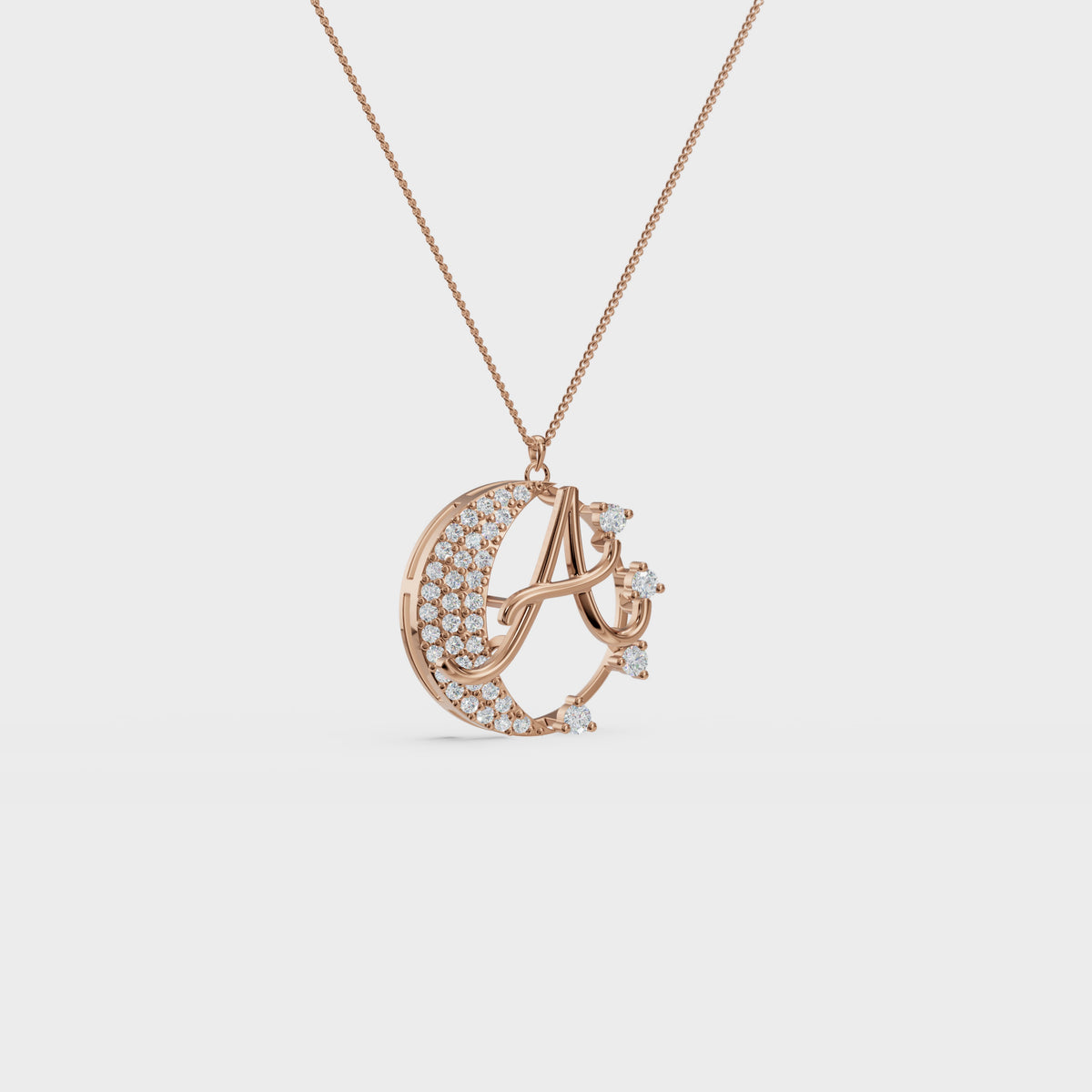 Crescent A Intial Pendant