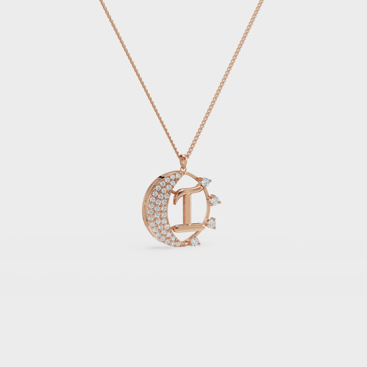 Crescent I Intial Pendant