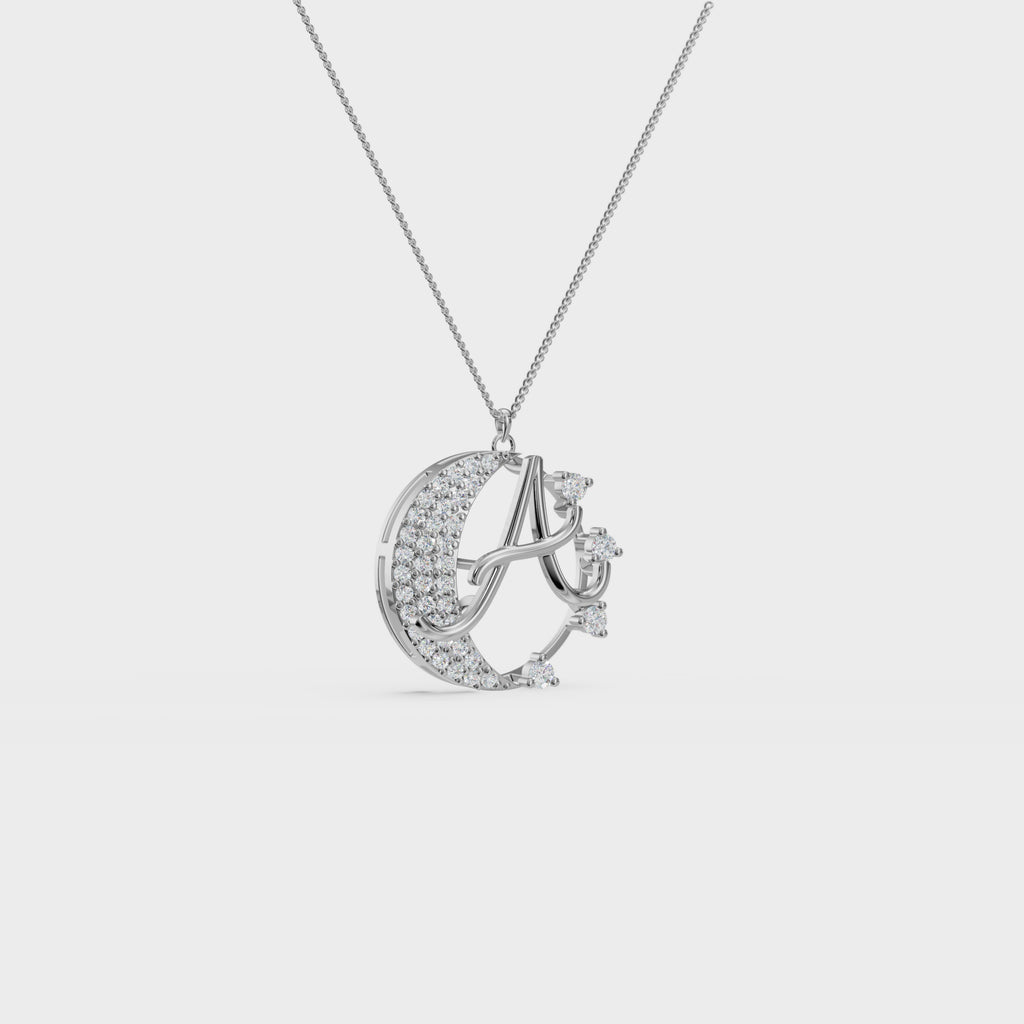 Crescent A Intial Pendant