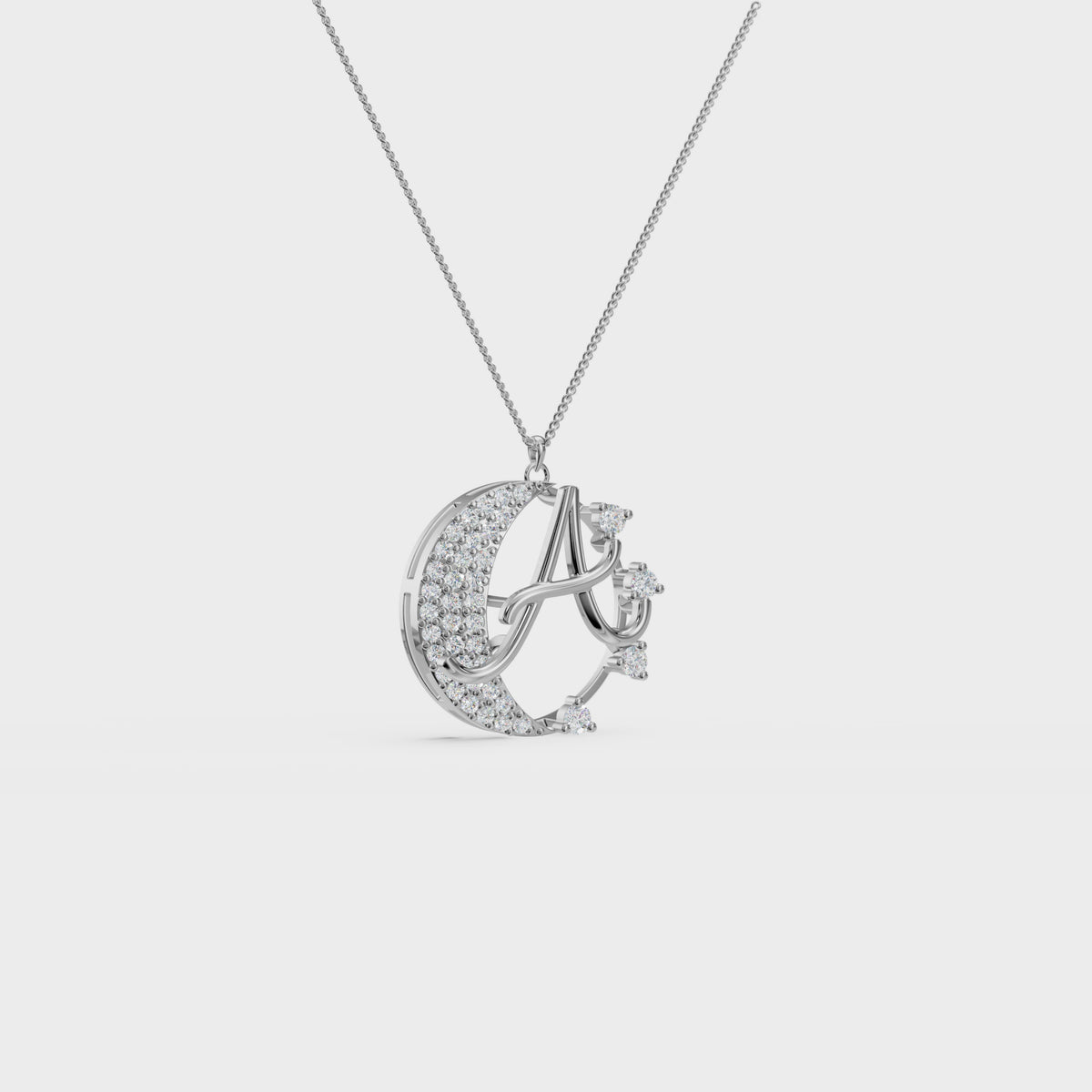 Crescent A Intial Pendant