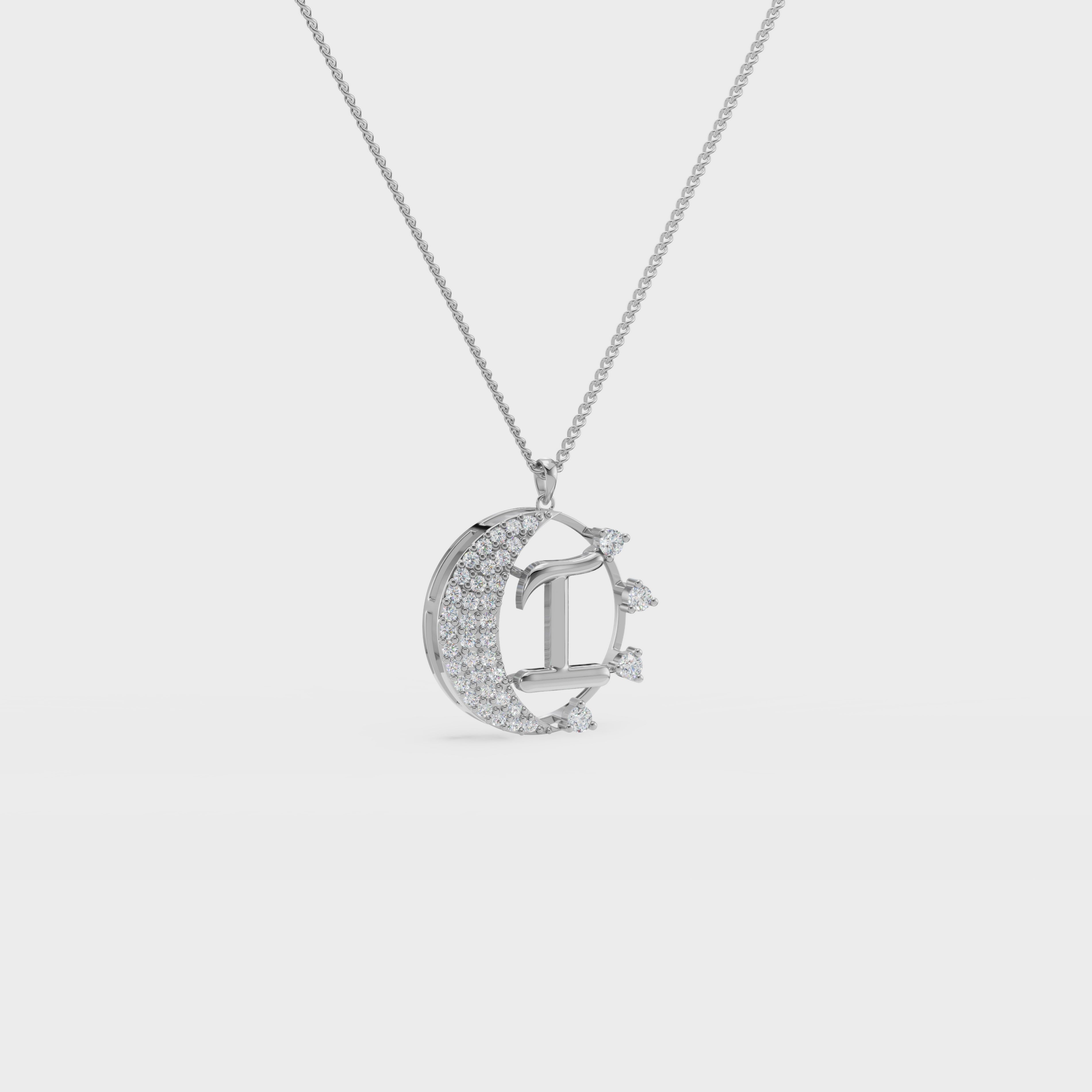 Crescent I Intial Pendant