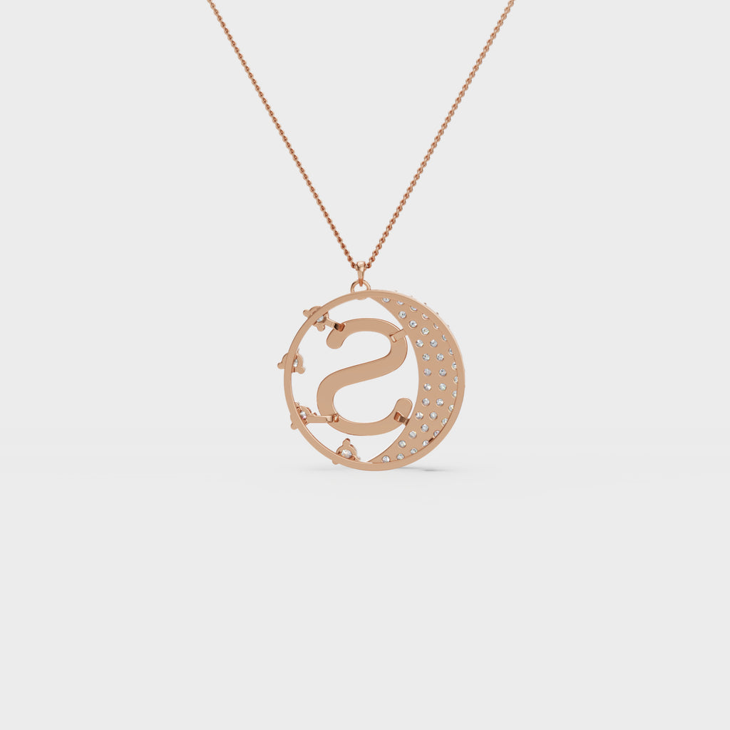 Crescent S Intial Pendant
