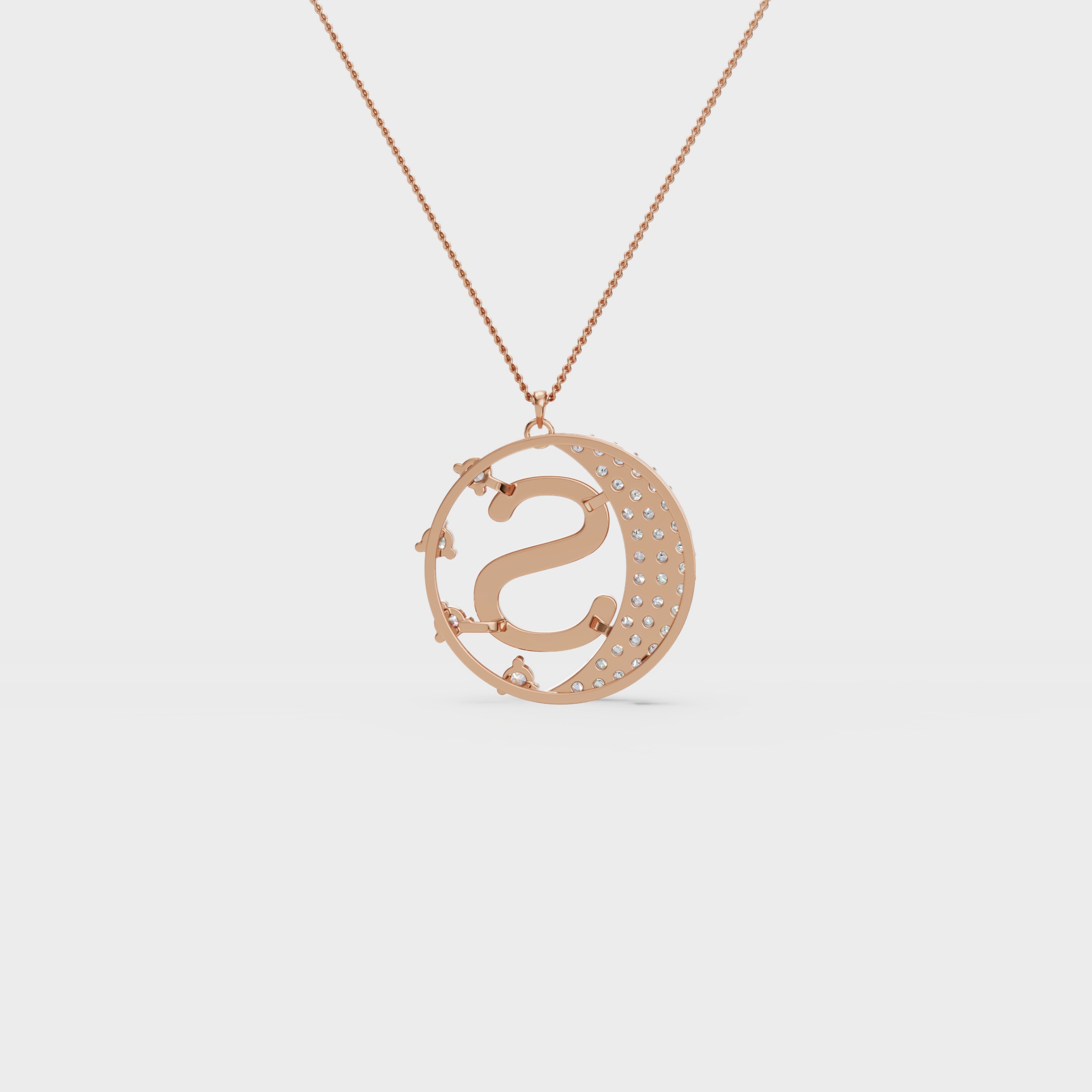 Crescent S Intial Pendant