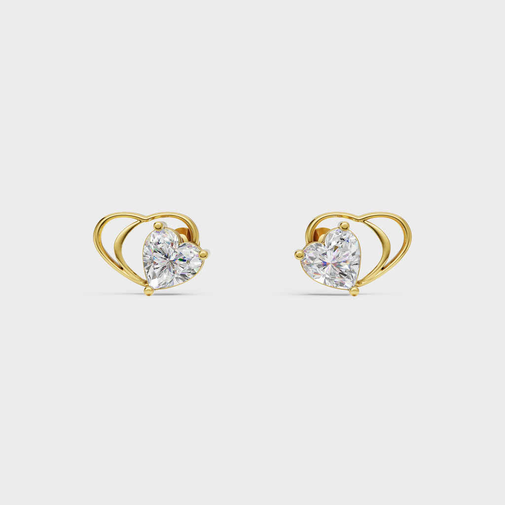 Butterfly Theme Heart Stud Earrings