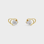 Butterfly Theme Heart Stud Earrings