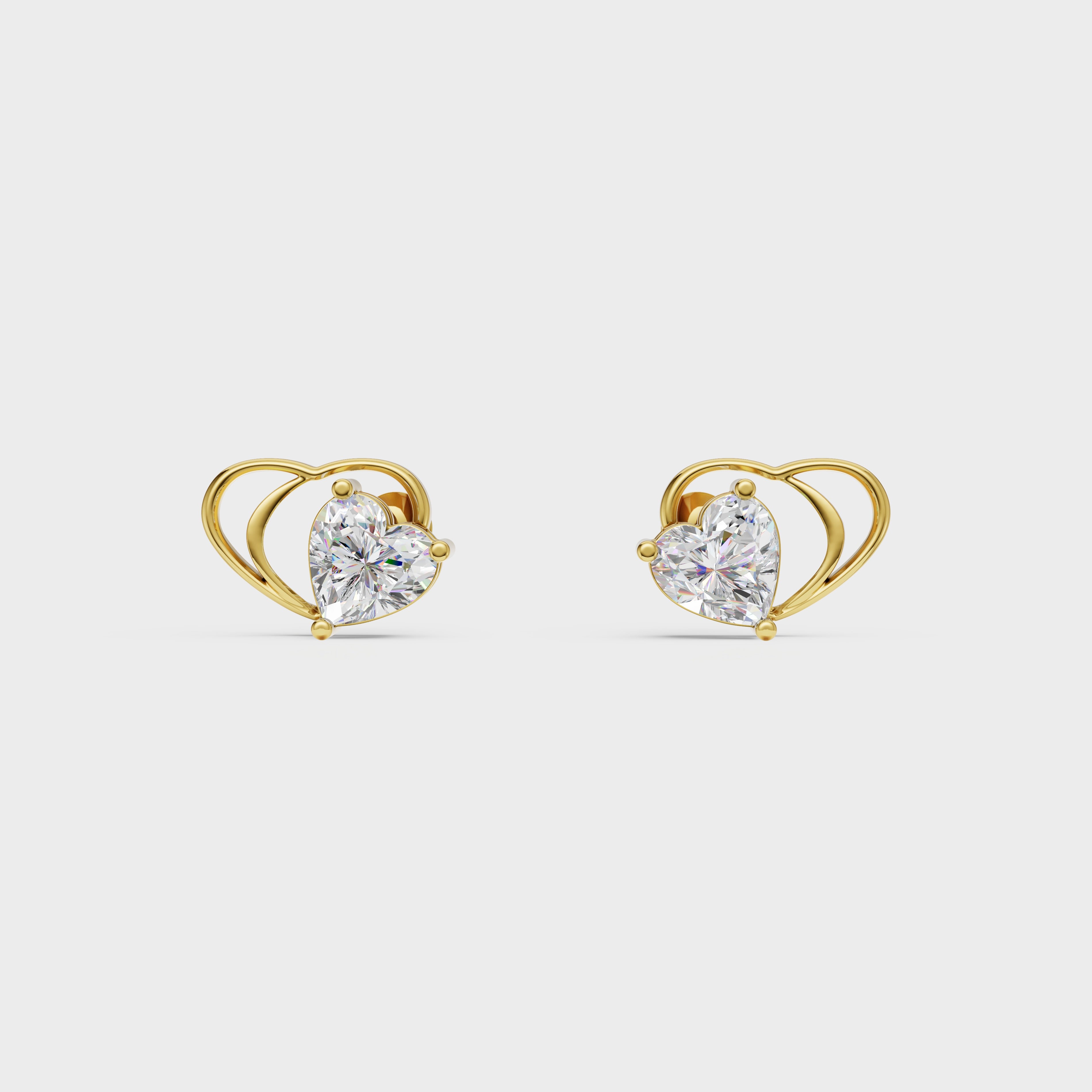 Butterfly Theme Heart Stud Earrings